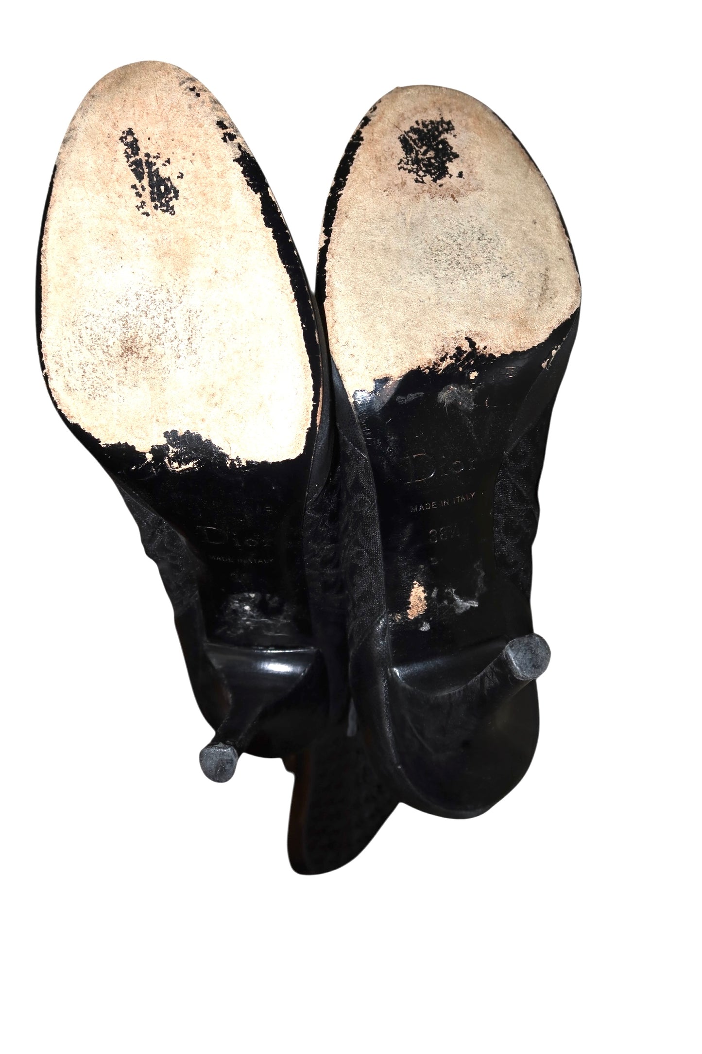 Dior black monogram boots with silver buckle detail (38.5)