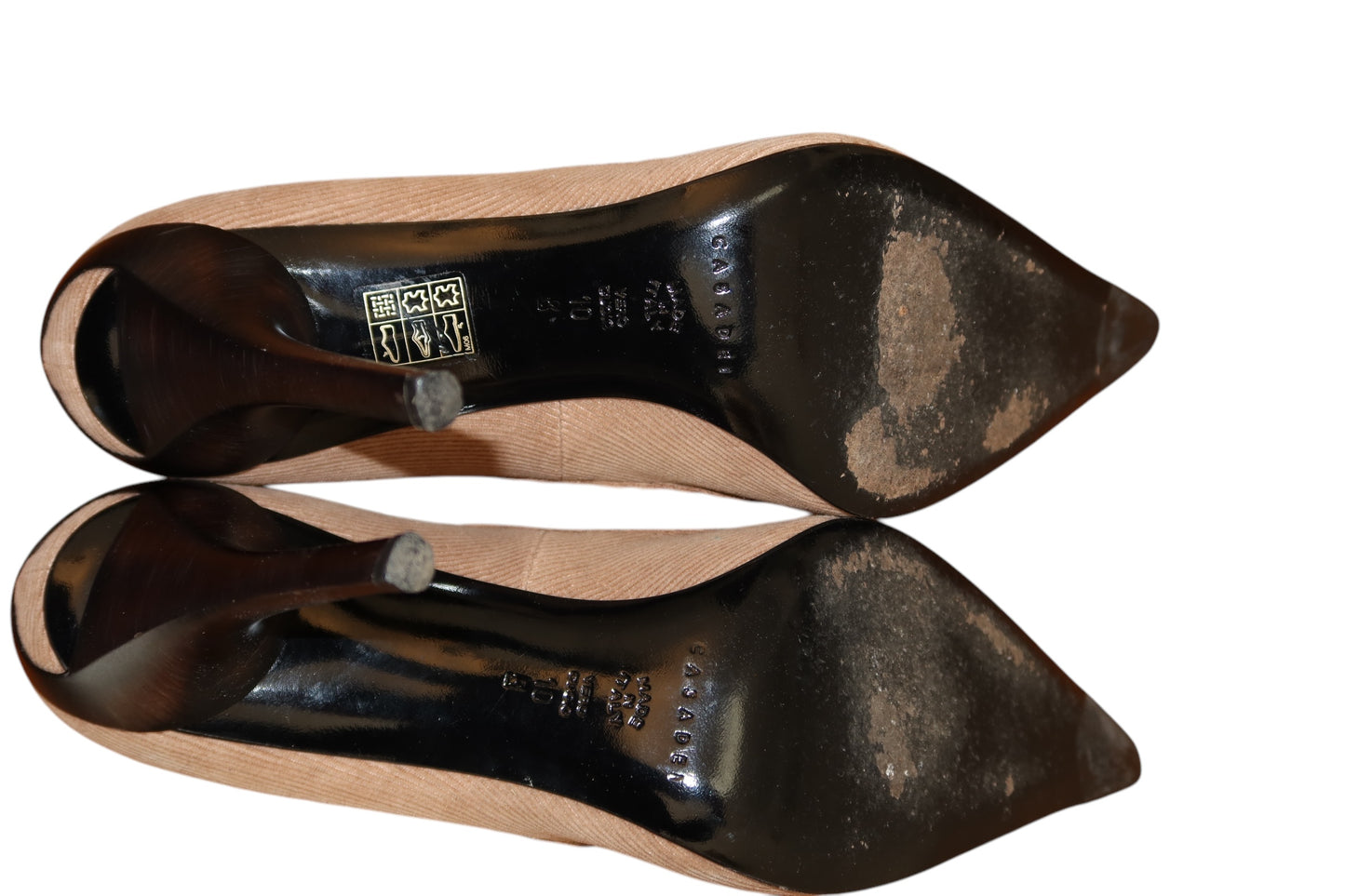 Casadei light brown corduroy heels with bow detail (10B)