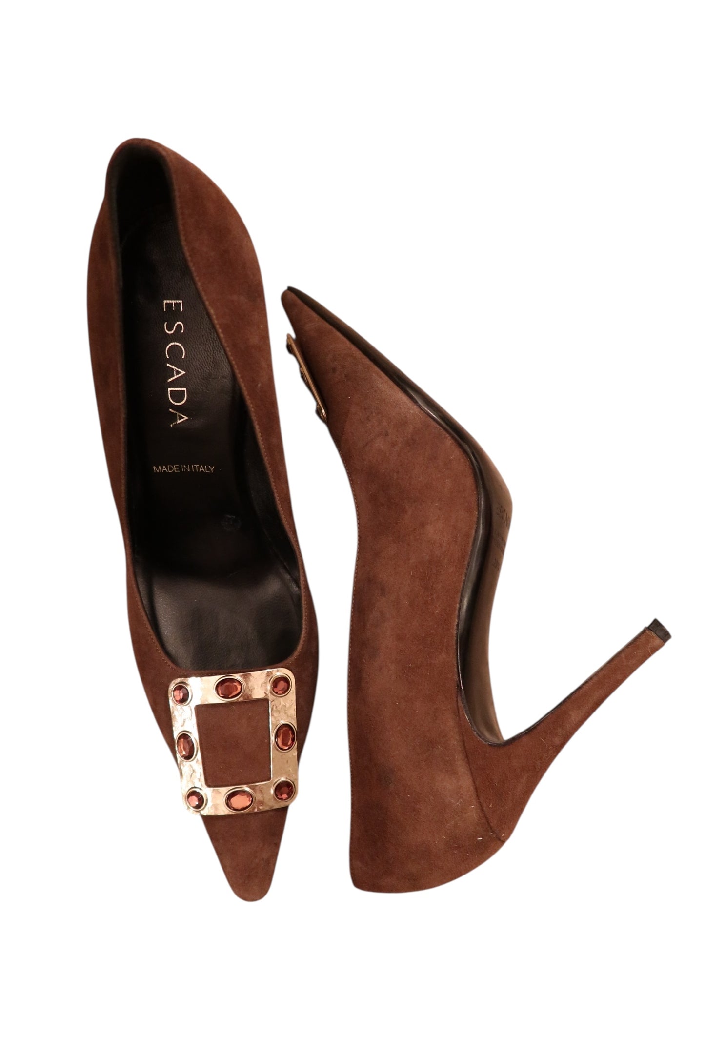 Escada brown suede heels with buckle (38.5)