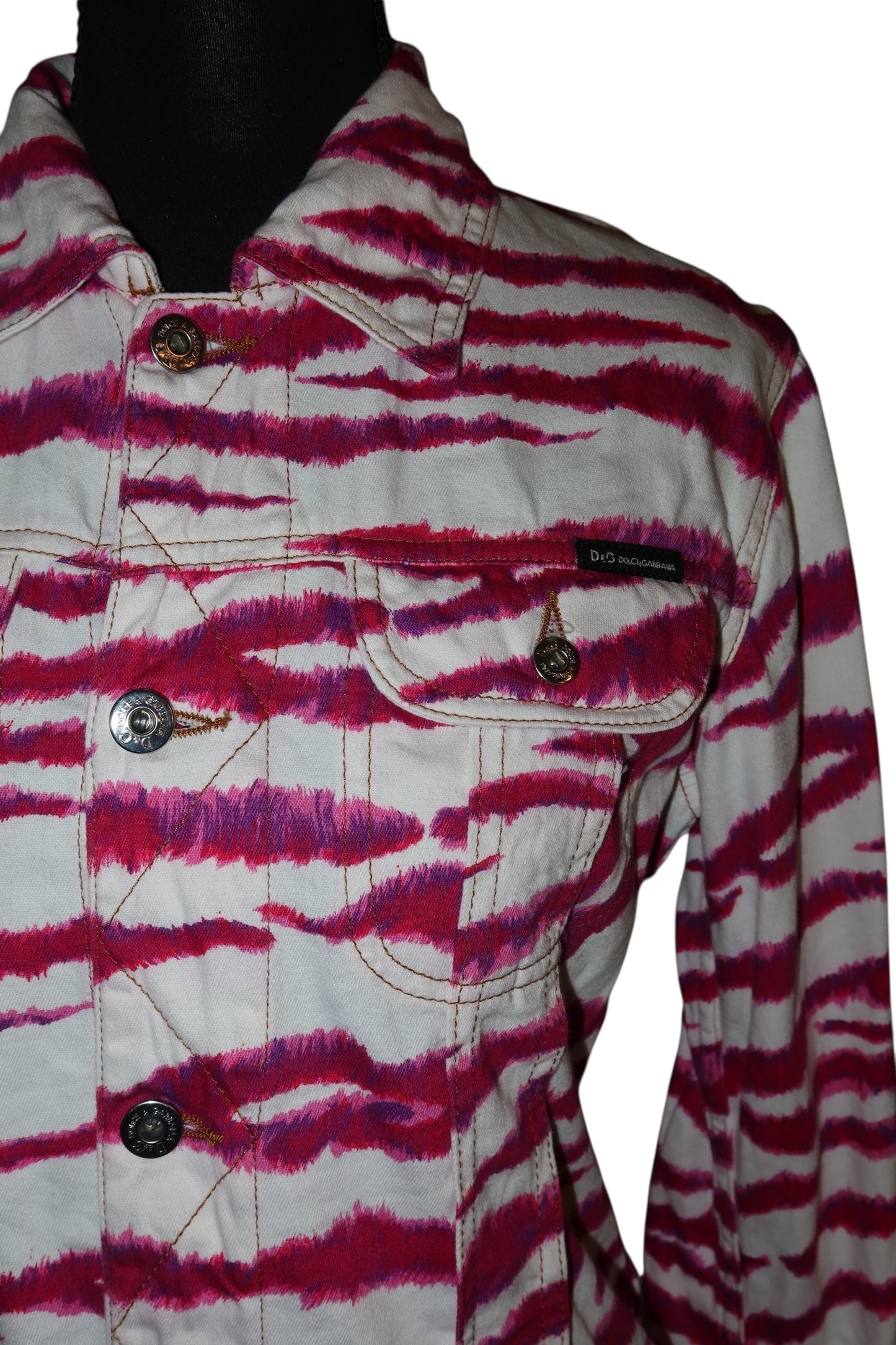 Dolce & Gabbana pink and white zebra print jacket (XS)