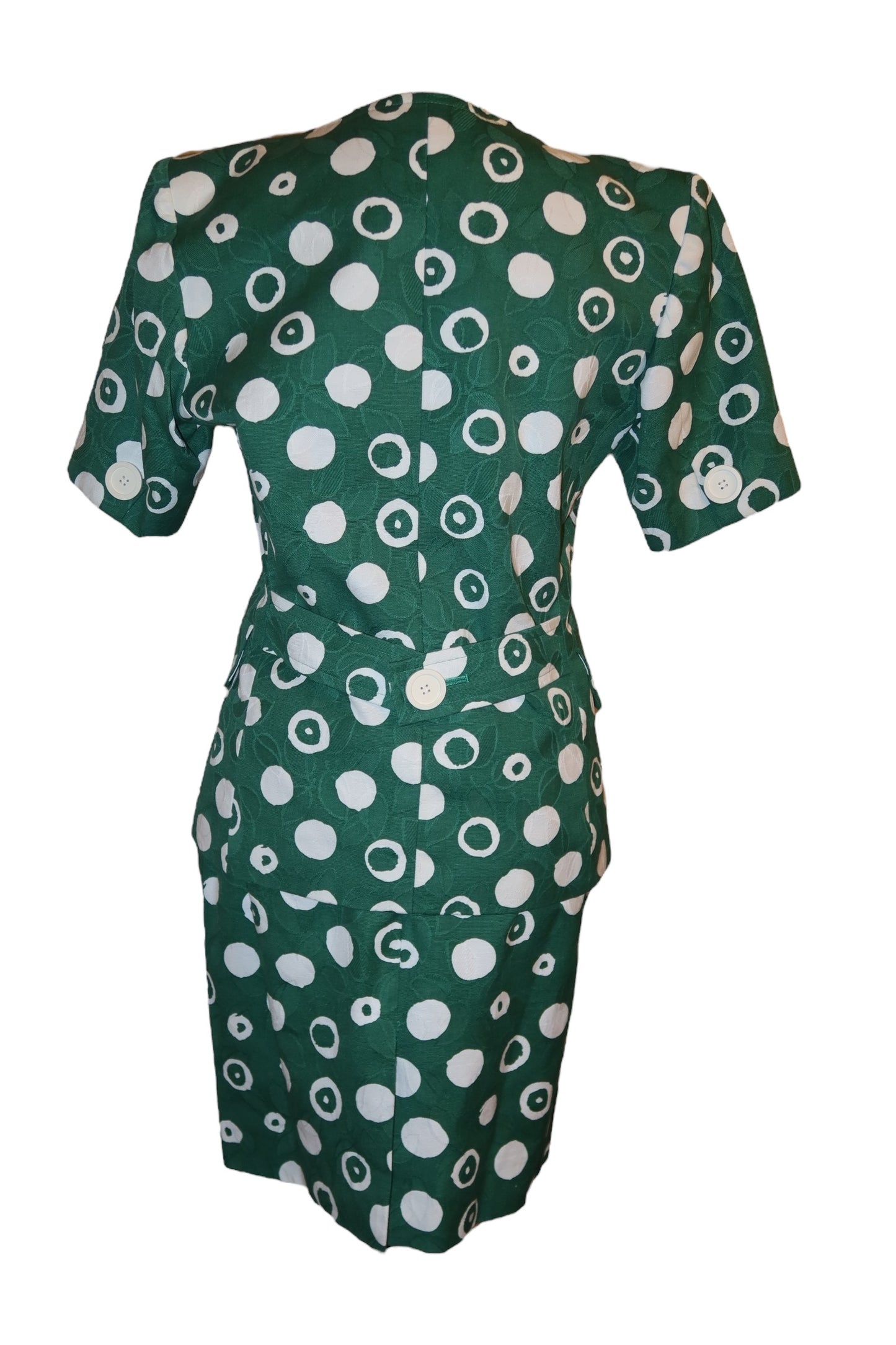 Yves Saint Laurent green and white polkadot set