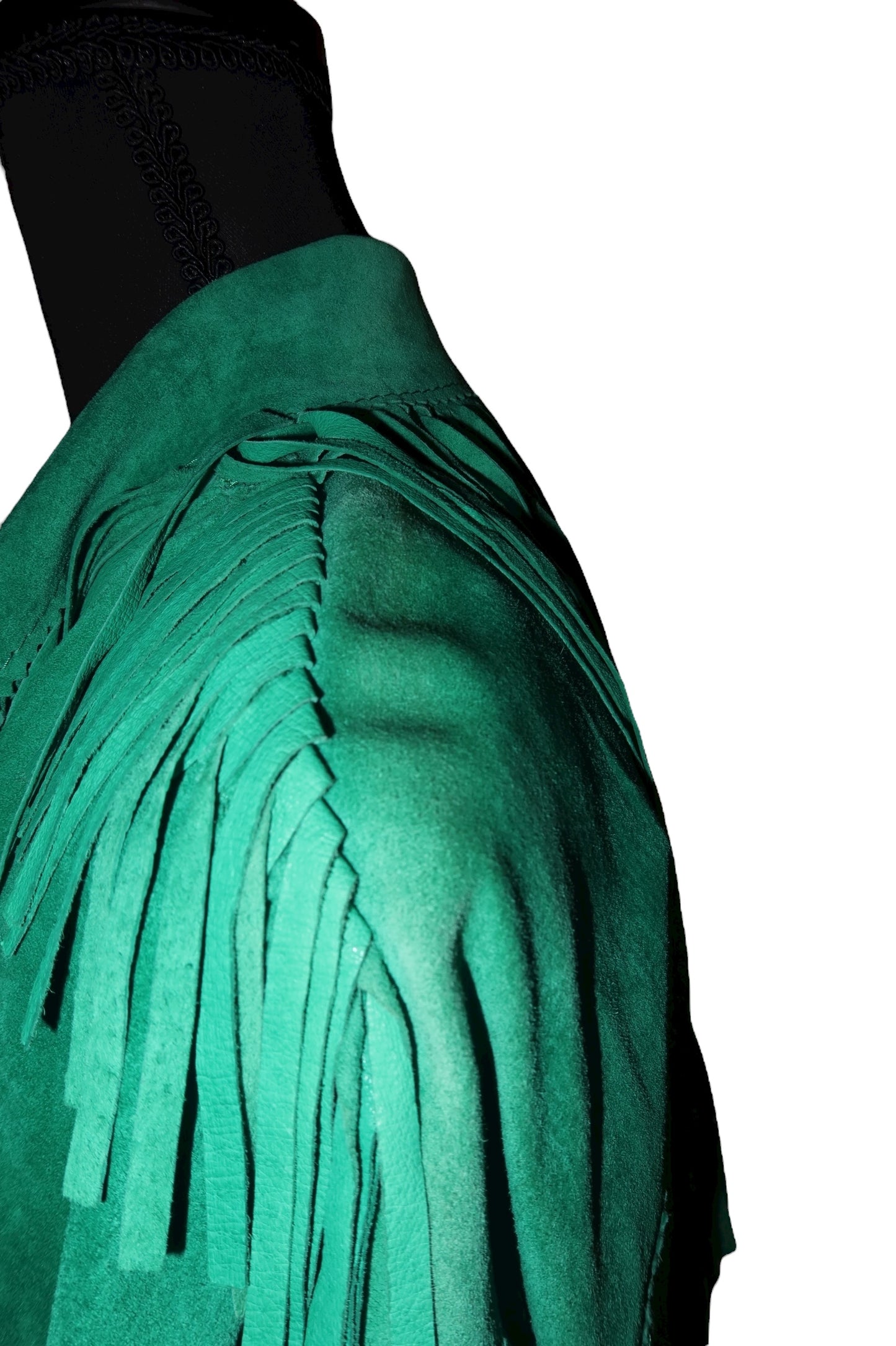 Moschino green leather/suede jacket with fringes