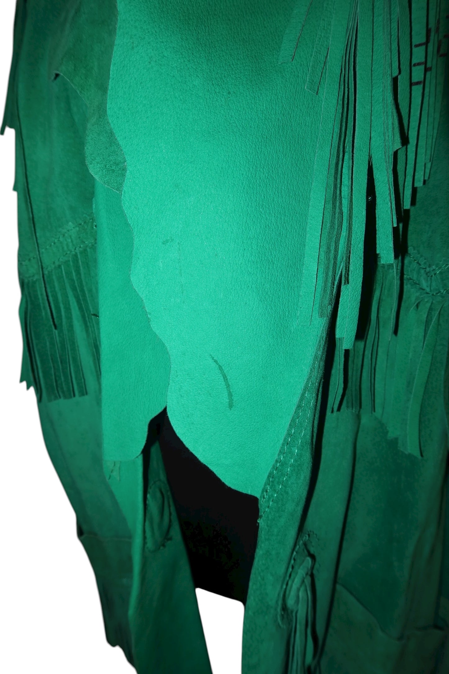 Moschino green leather/suede jacket with fringes