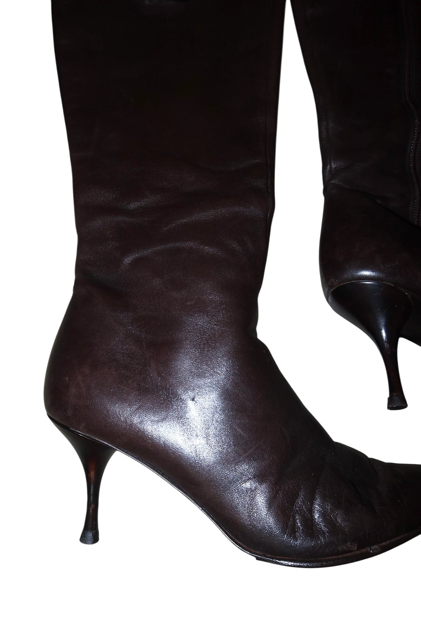 Escada brown boots with tortoise shell logo (37.5)
