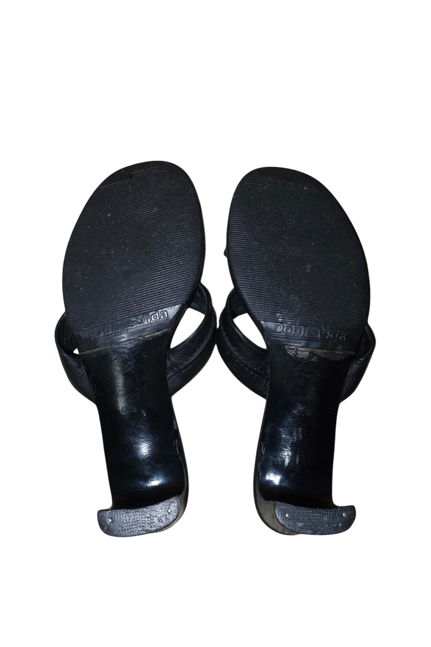 Chanel black leather sandal mules with silver details (40.5)