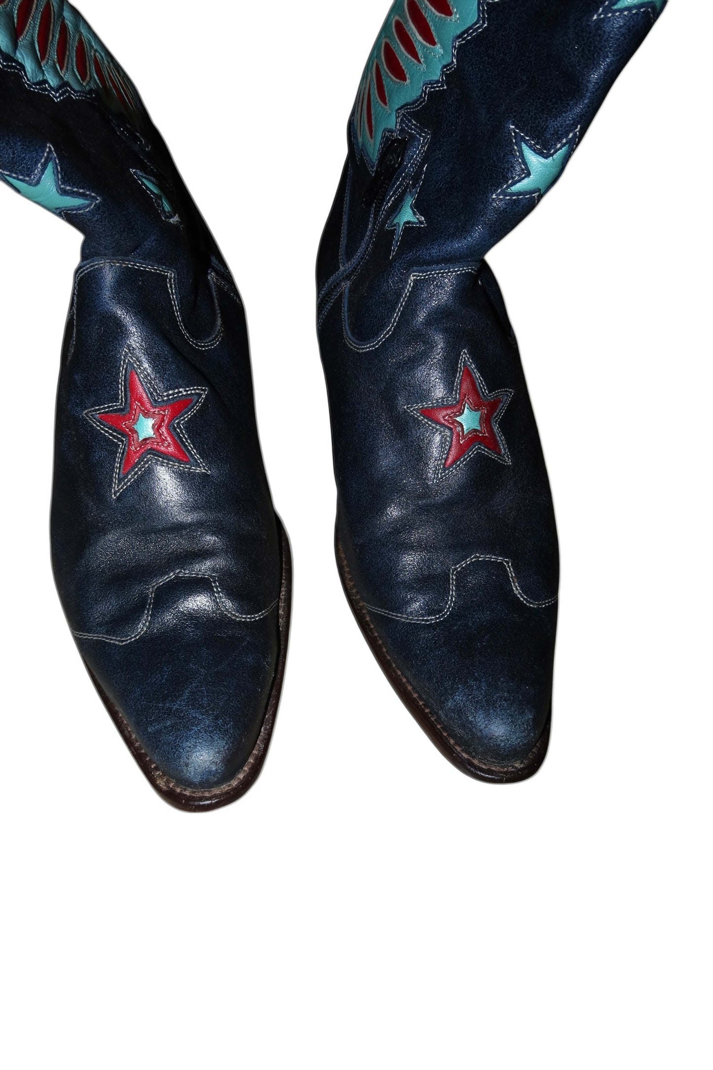 Roberto Cavalli midnight blue leather boots with wing details (39)
