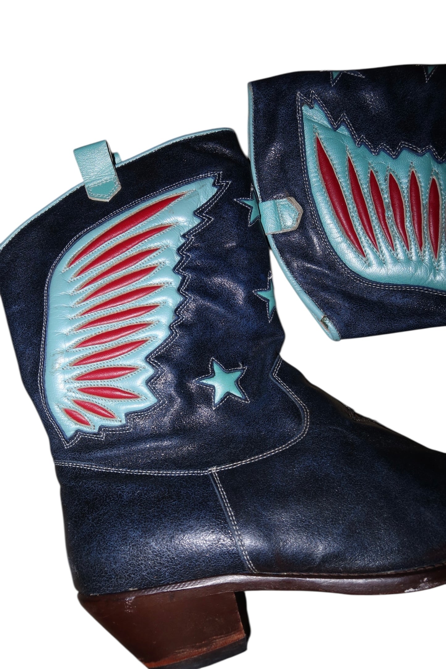 Roberto Cavalli midnight blue leather boots with wing details (39)