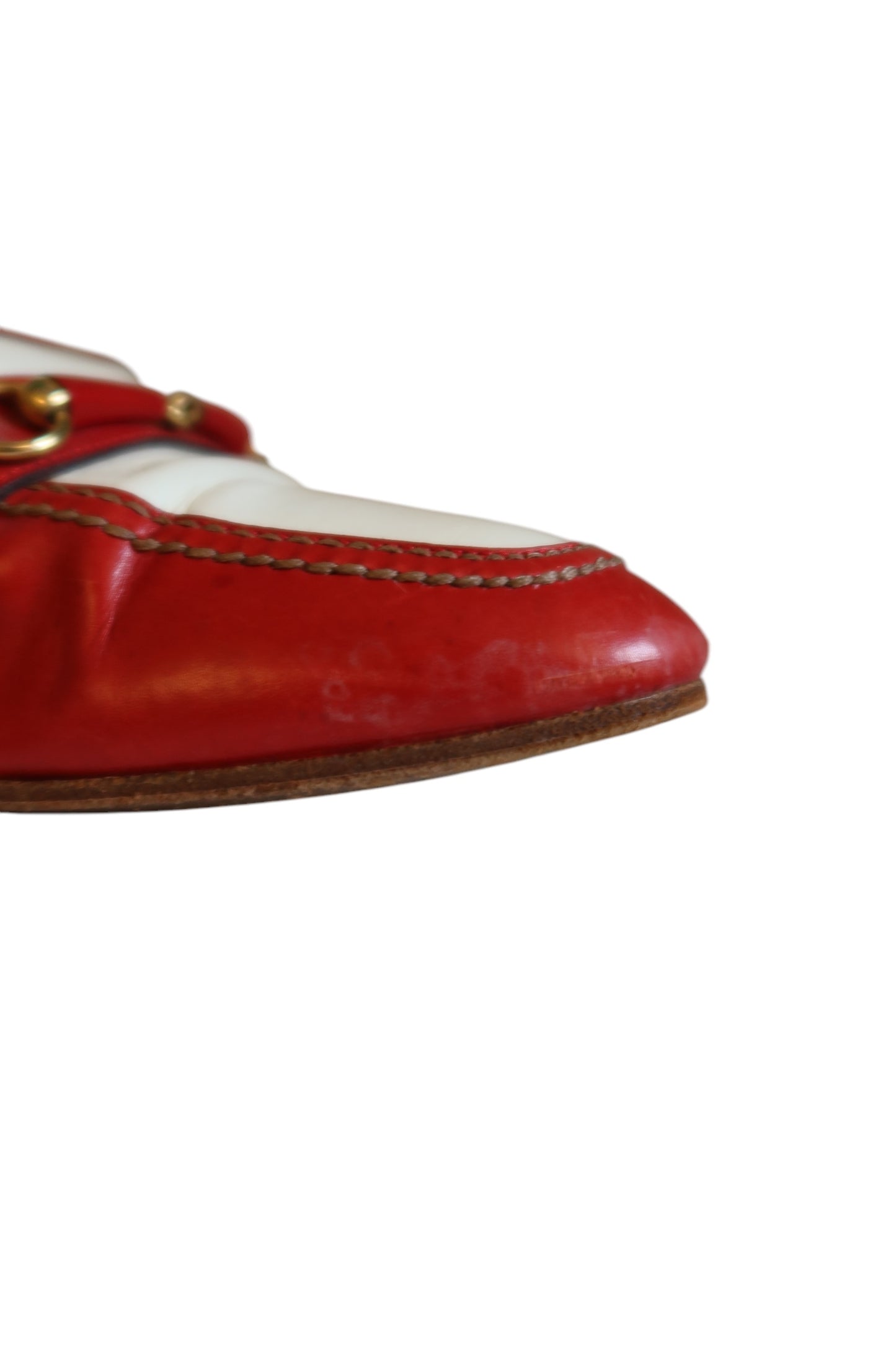 Celine red and white loafers with gold hardware (39)