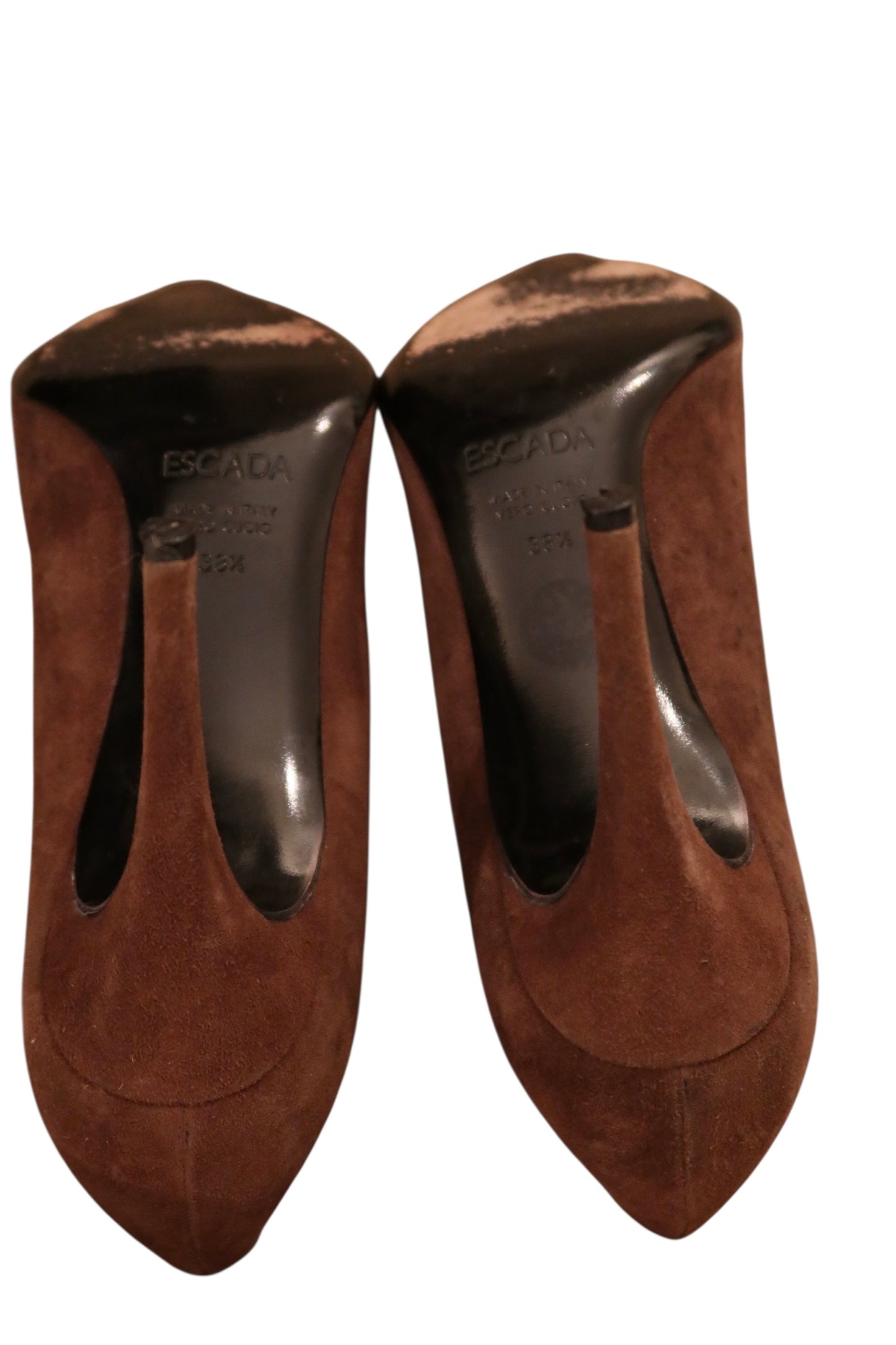 Escada brown suede heels with buckle (38.5)
