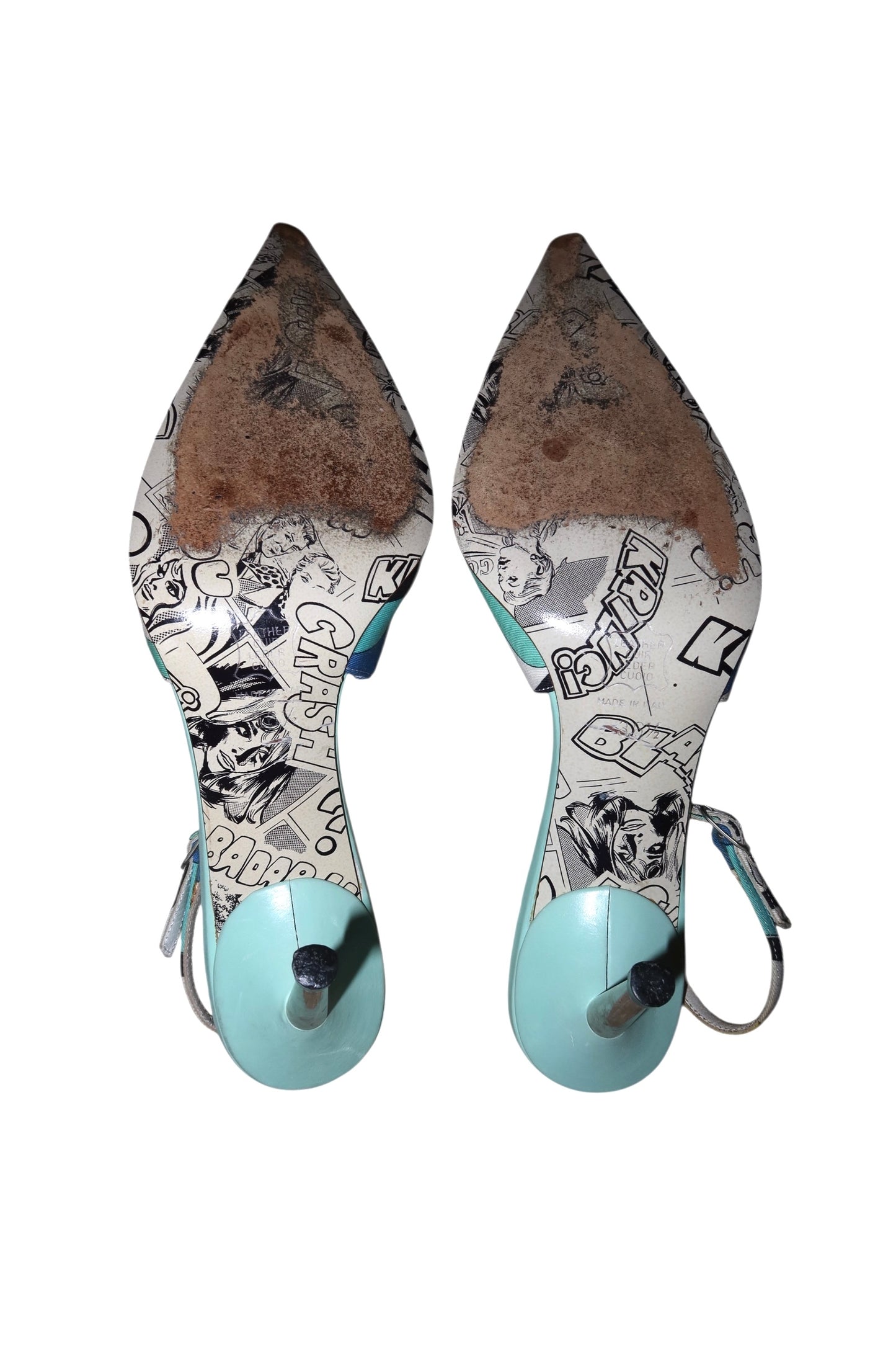 Emilio Pucci blue/multicolor print slingback heels (36.5)
