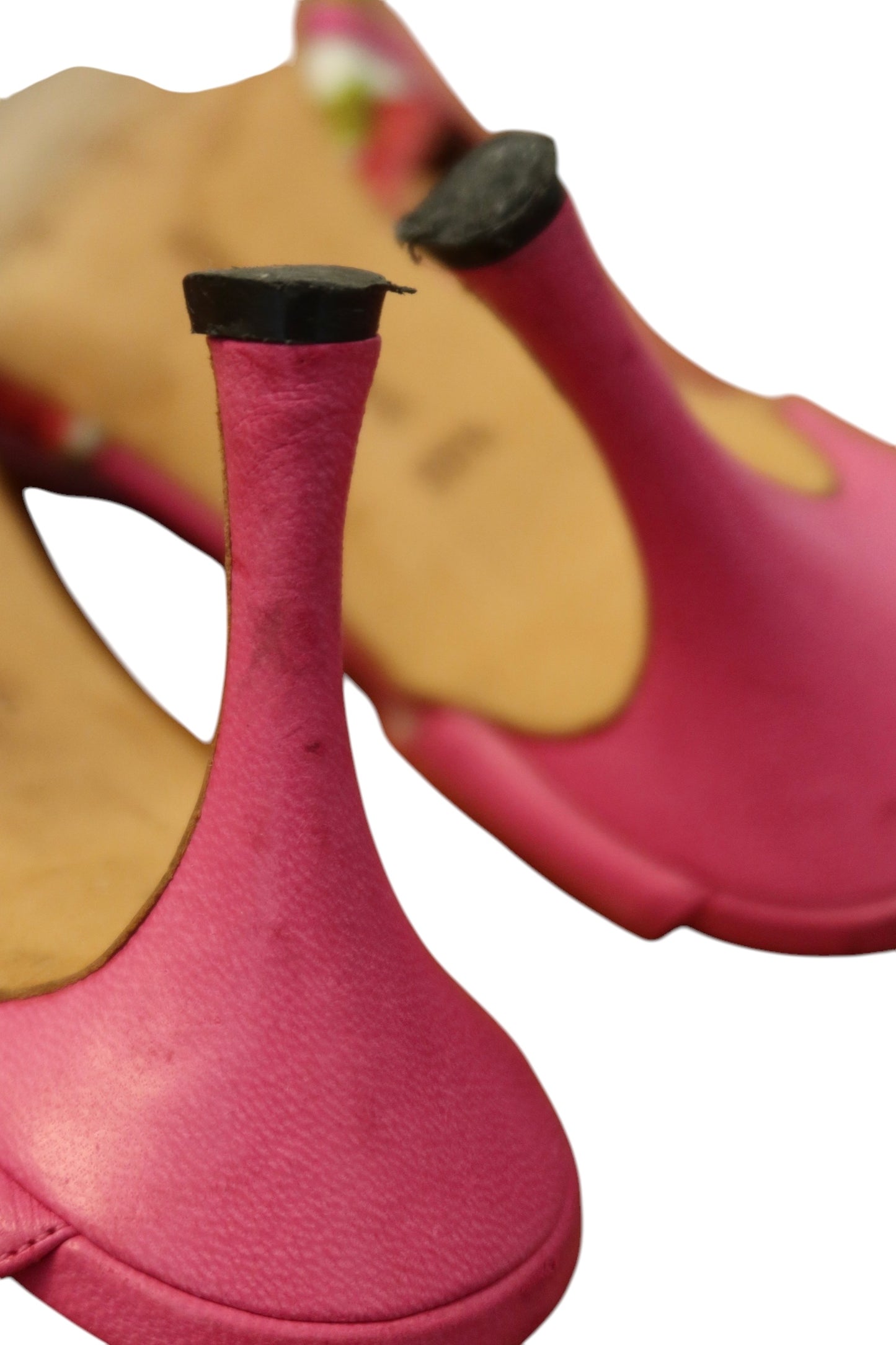 Manolo Blahnik pink floral print slingback heels (38.5)
