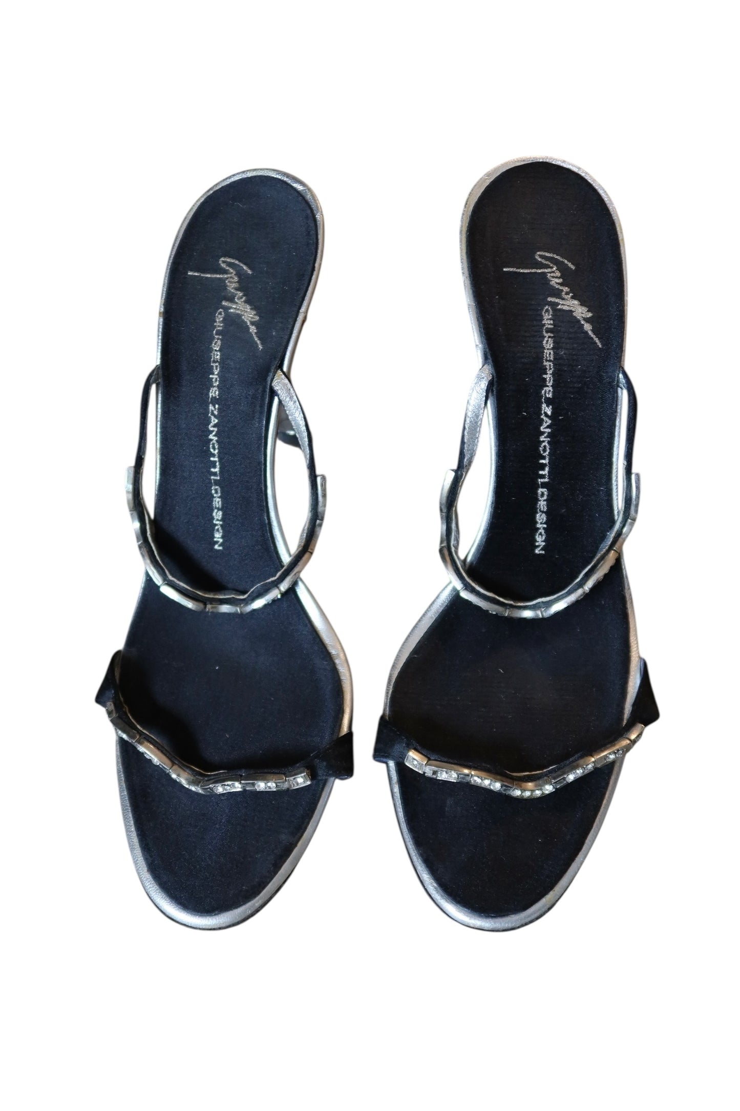 Giuseppe Zanotti heels with silver rhinestones strap (38)