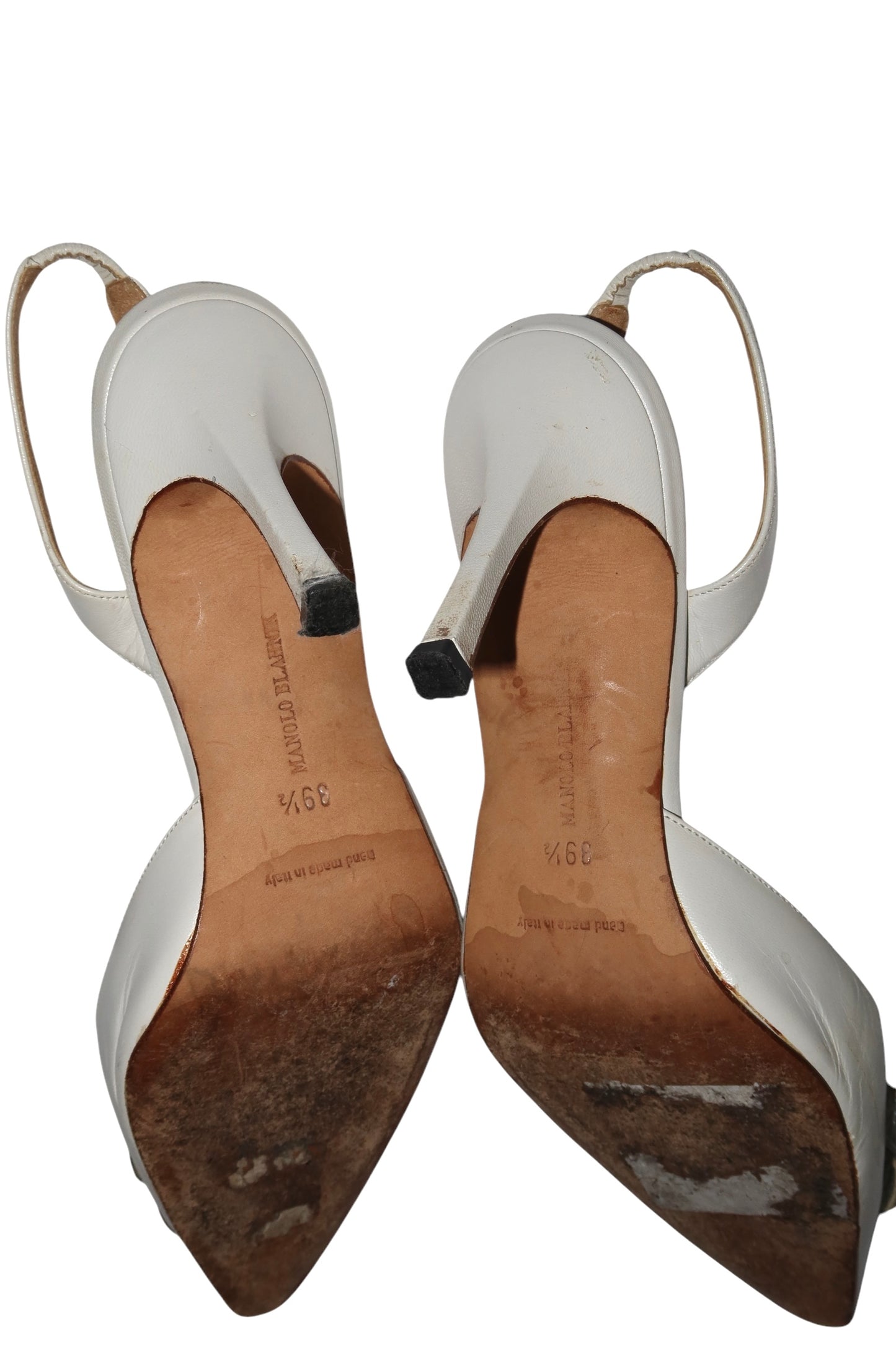 Manolo Blahnik white heels with flower detail (36.5)