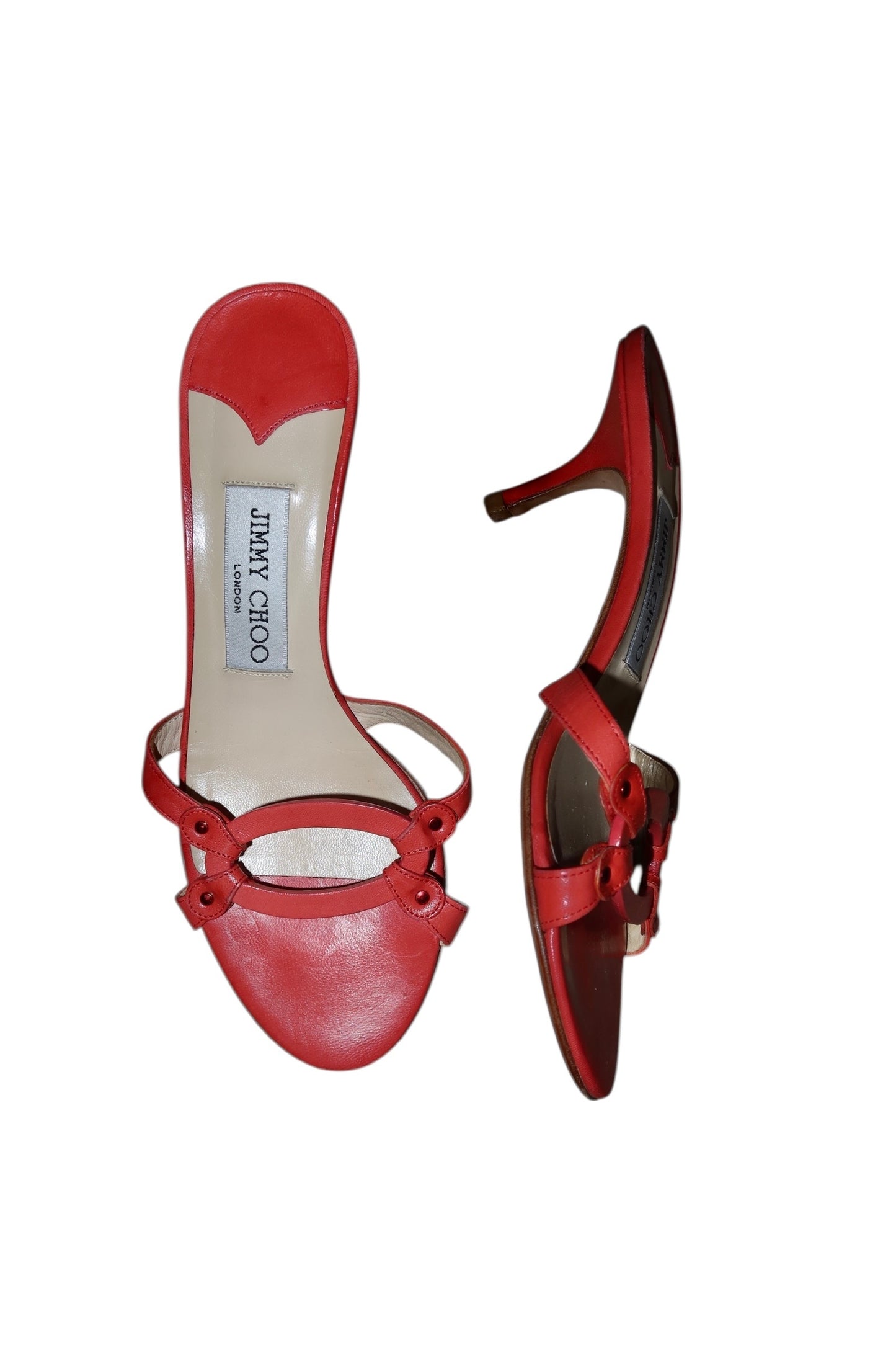 Jimmy Choo orange mules with oval detail (36.5)