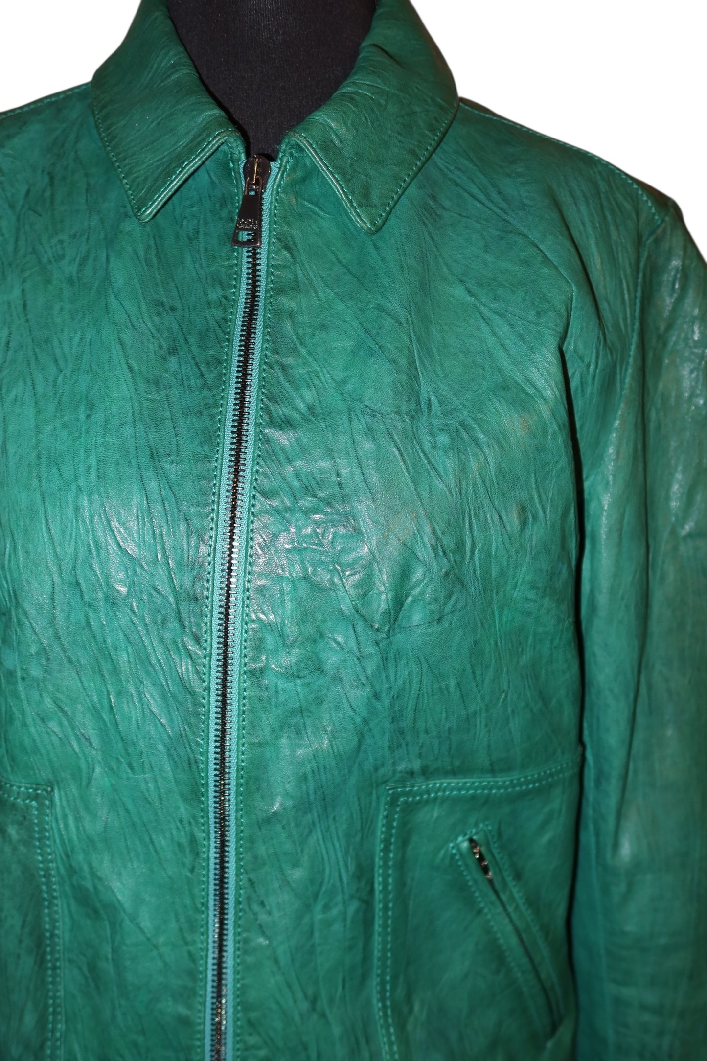 Dolce & Gabbana green leather jacket
