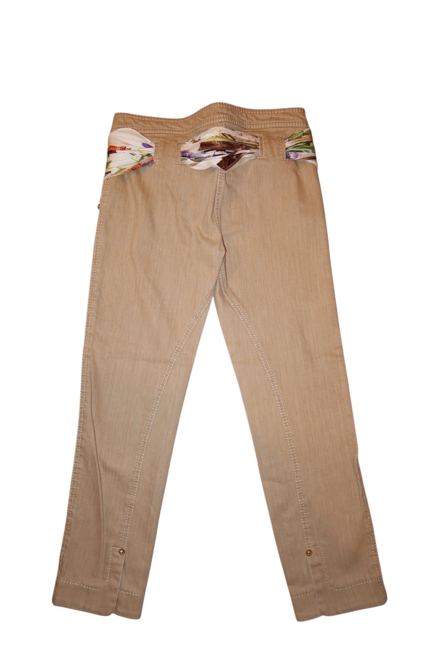 Roberto Cavalli khaki capri pants with scarf detail