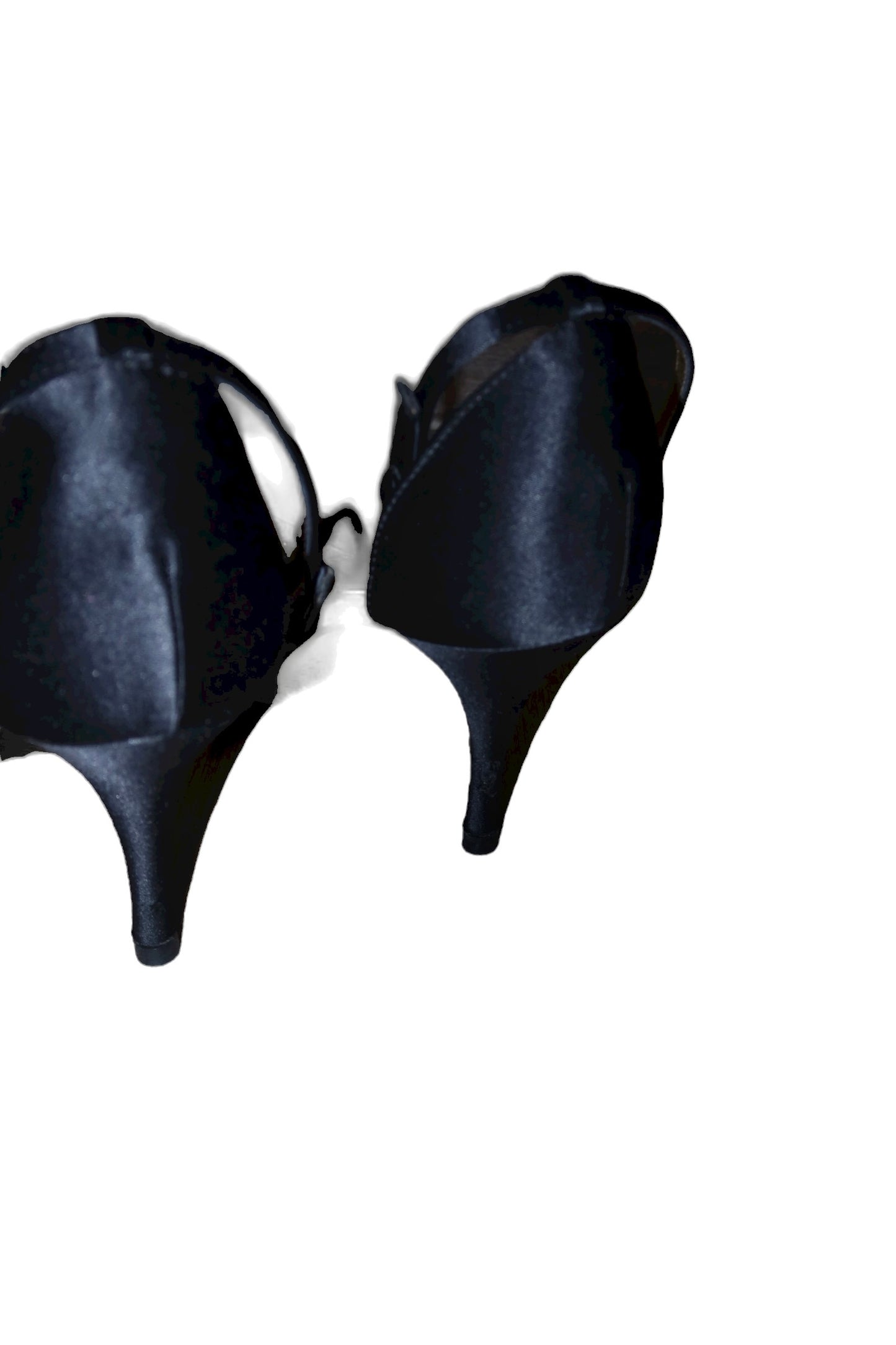 Sergio Rossi black satin heels with multicolor pearls (38)