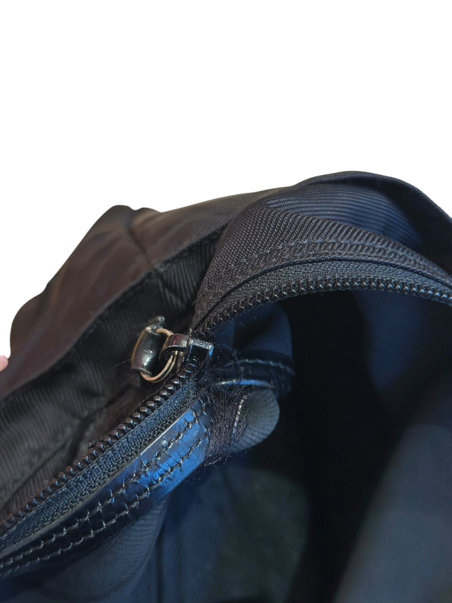 Gucci black nylon tote bag with bamboo handles