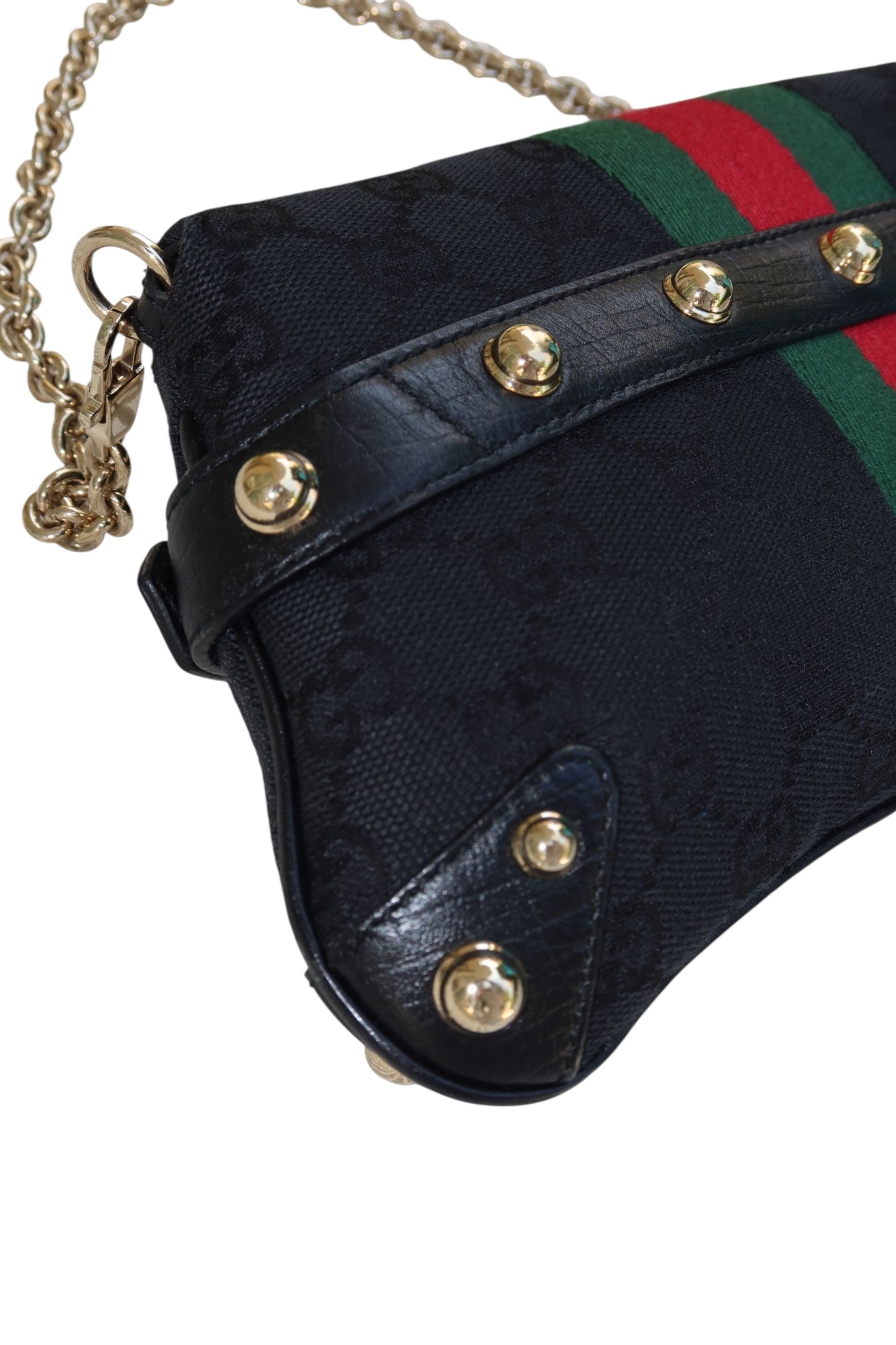 Gucci black GG horsebit clutch bag