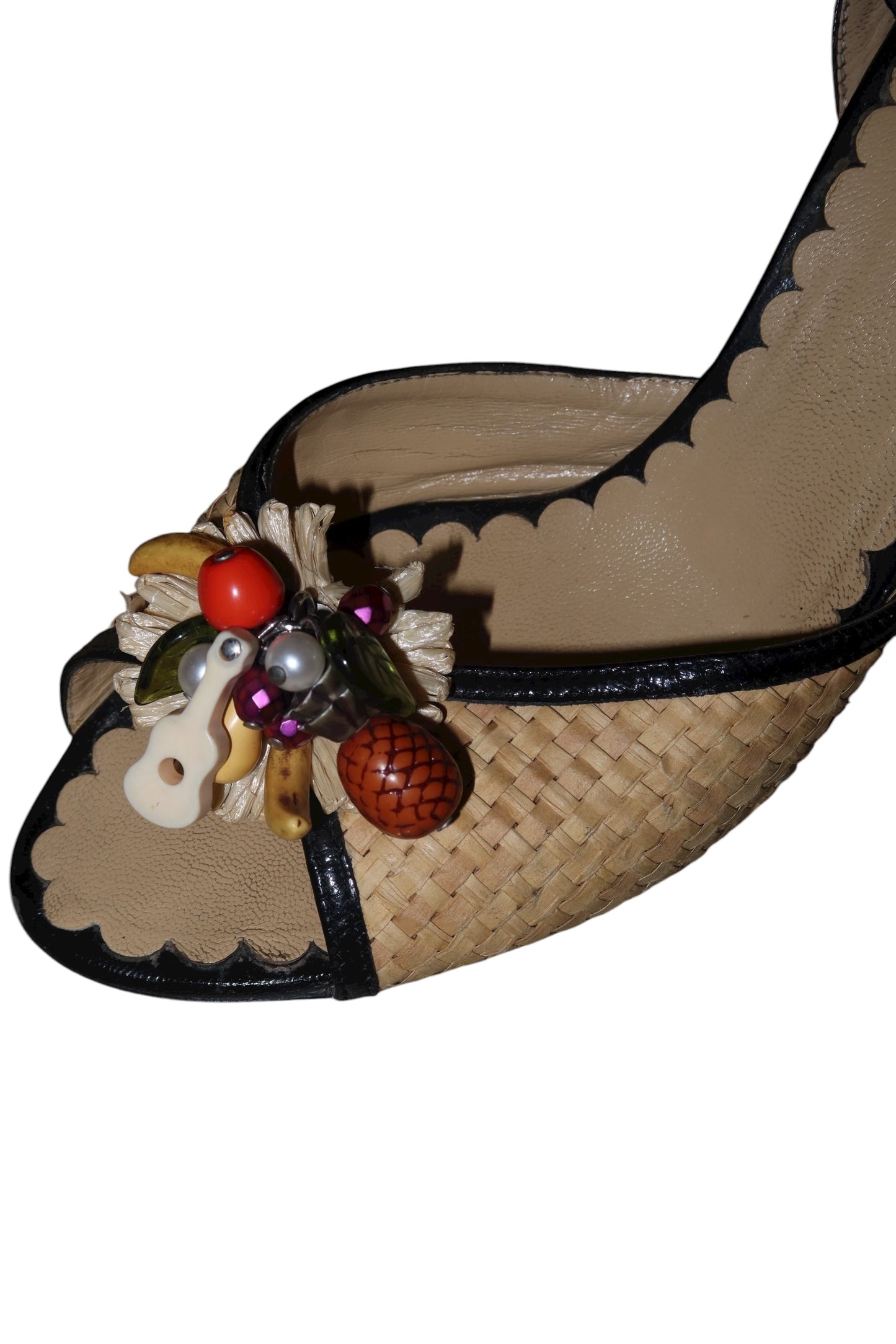Moschino raffia heels with tropical fruit beads (40)