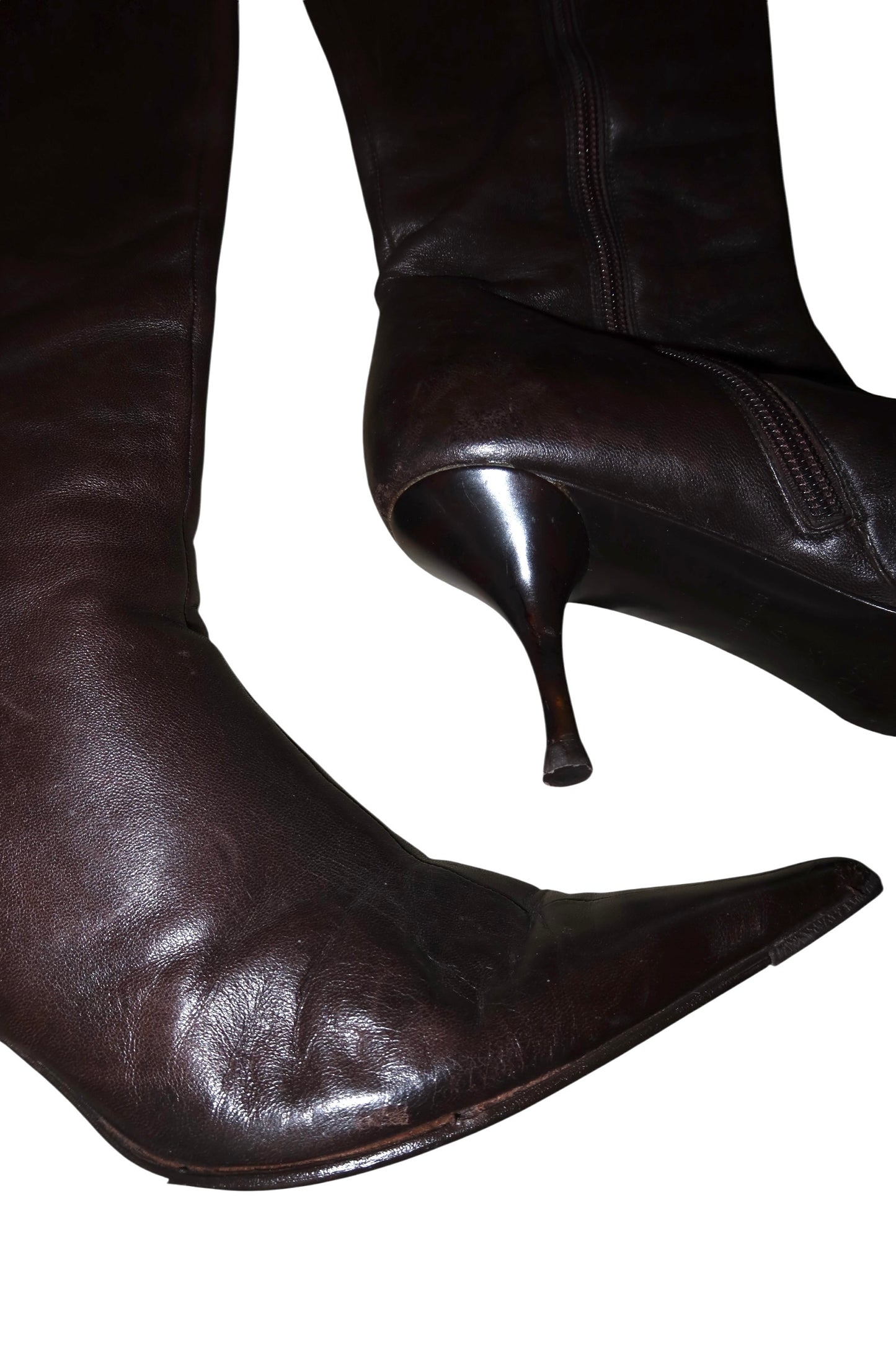 Escada brown boots with tortoise shell logo (37.5)