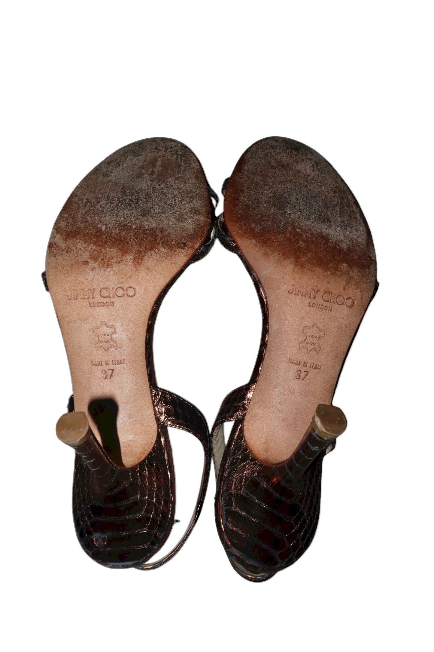 Jimmy Choo metallic bronze snakeskin heels (37)