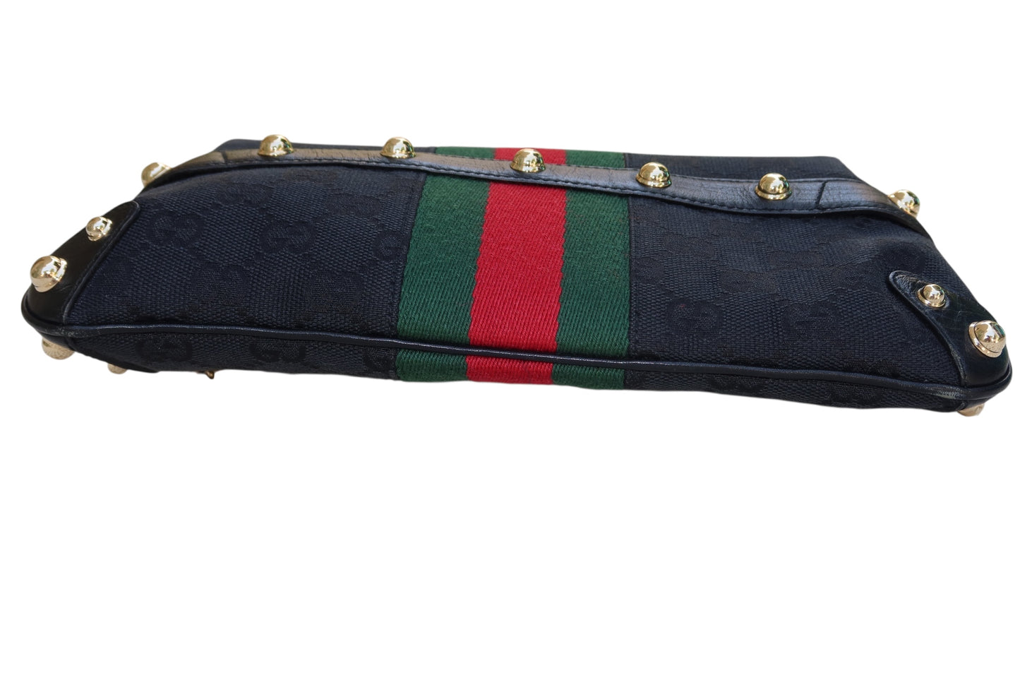 Gucci black GG horsebit clutch bag