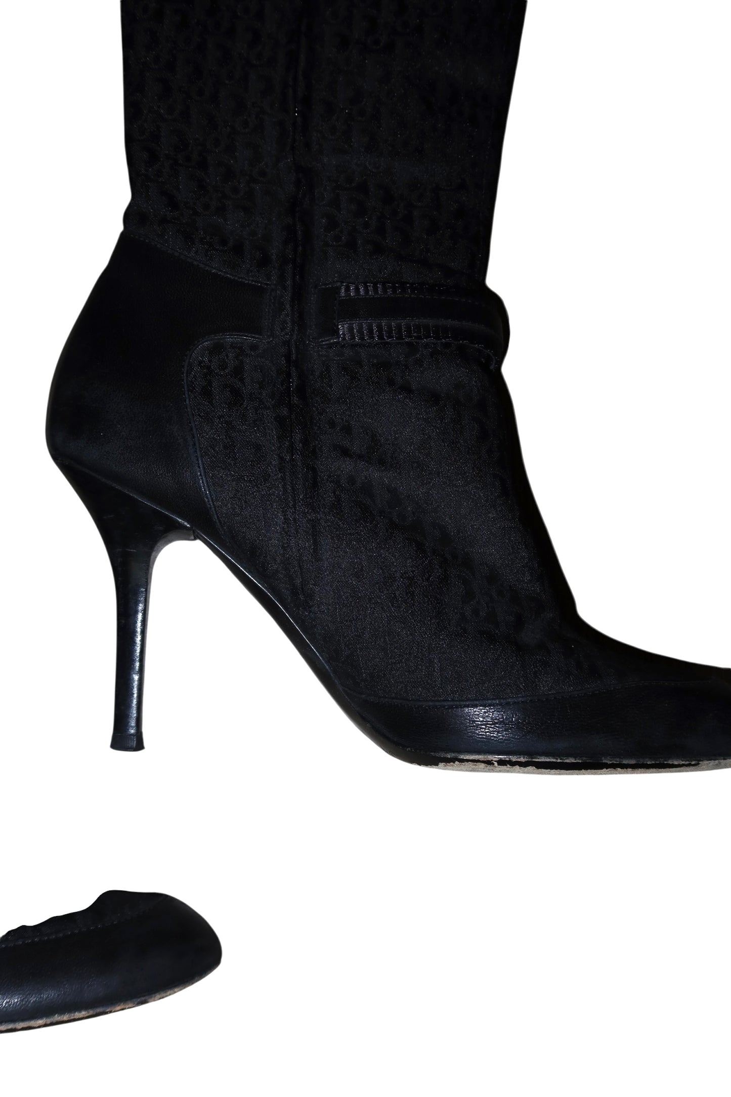 Dior black monogram boots with silver buckle detail (38.5)