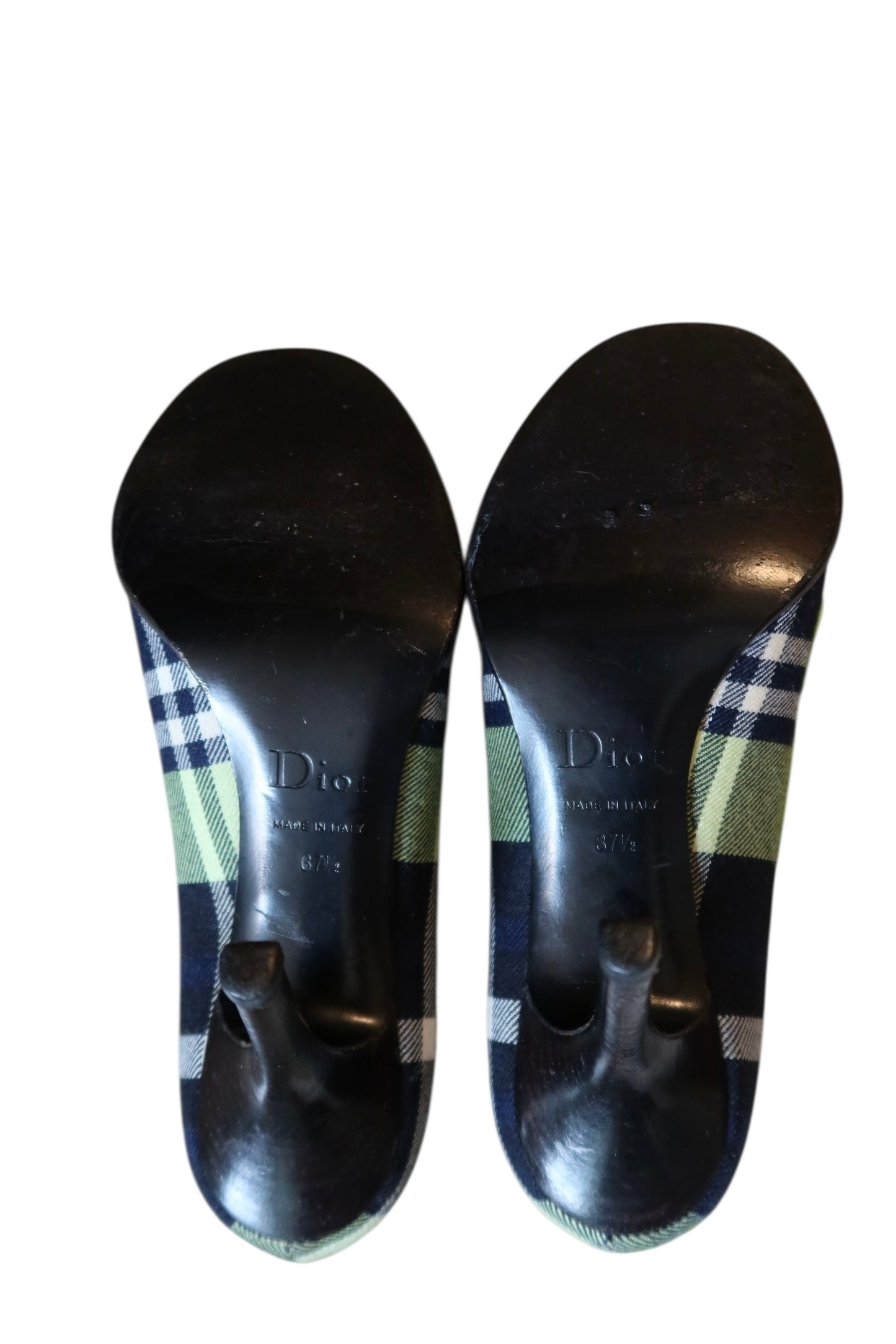 Dior neon green plaid heels (37.5)