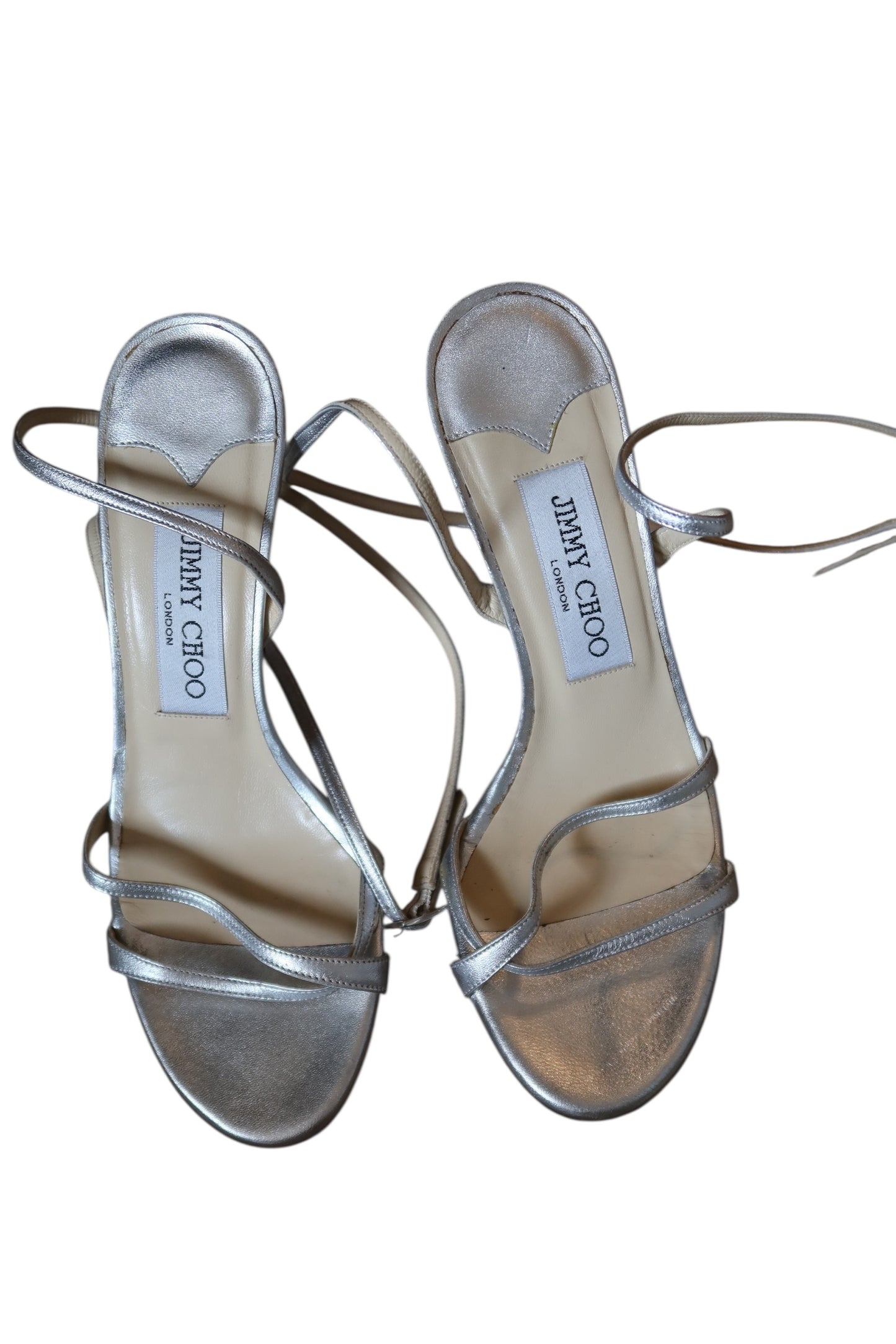 Jimmy Choo silver strappy heels (35)