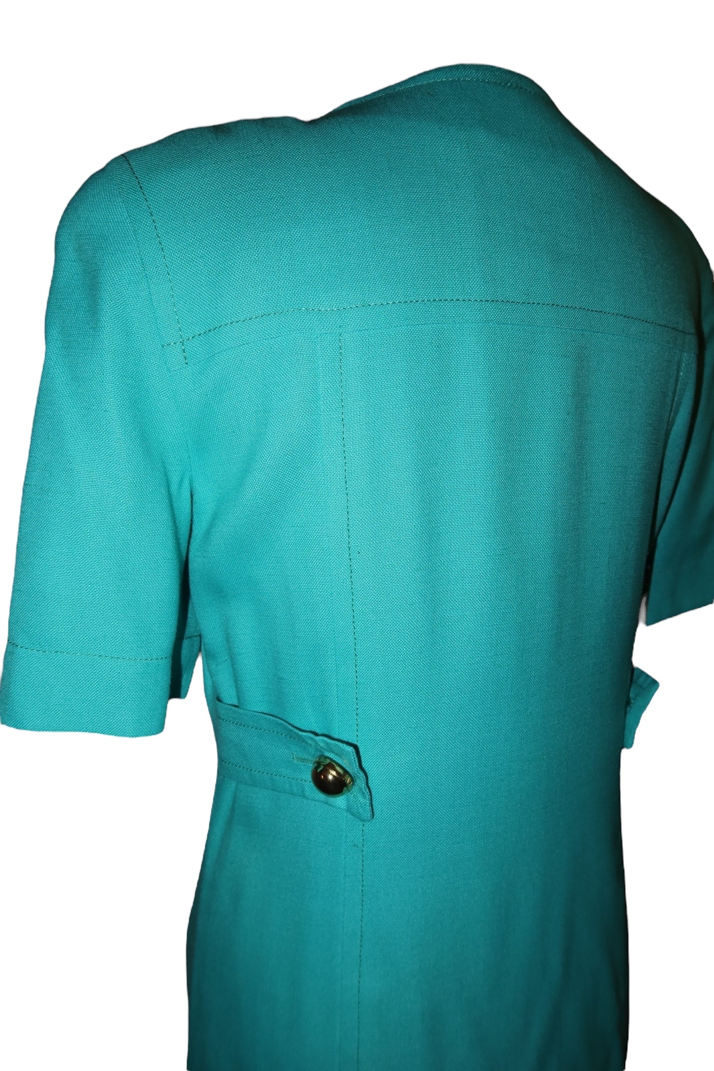 Celine turquoise dress with gold buttons