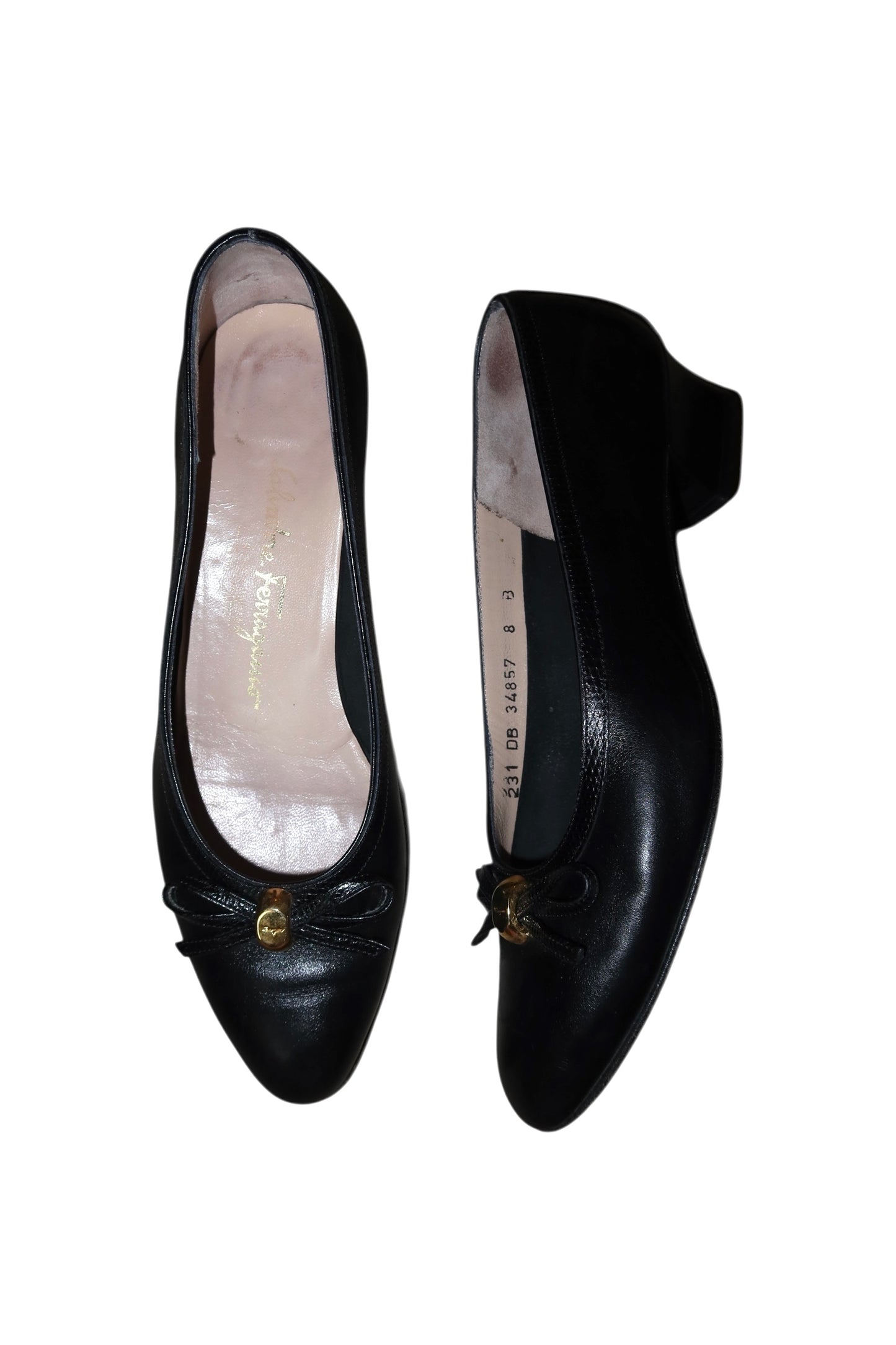 Salvatore Ferragamo black ballerinas with bows (8B)