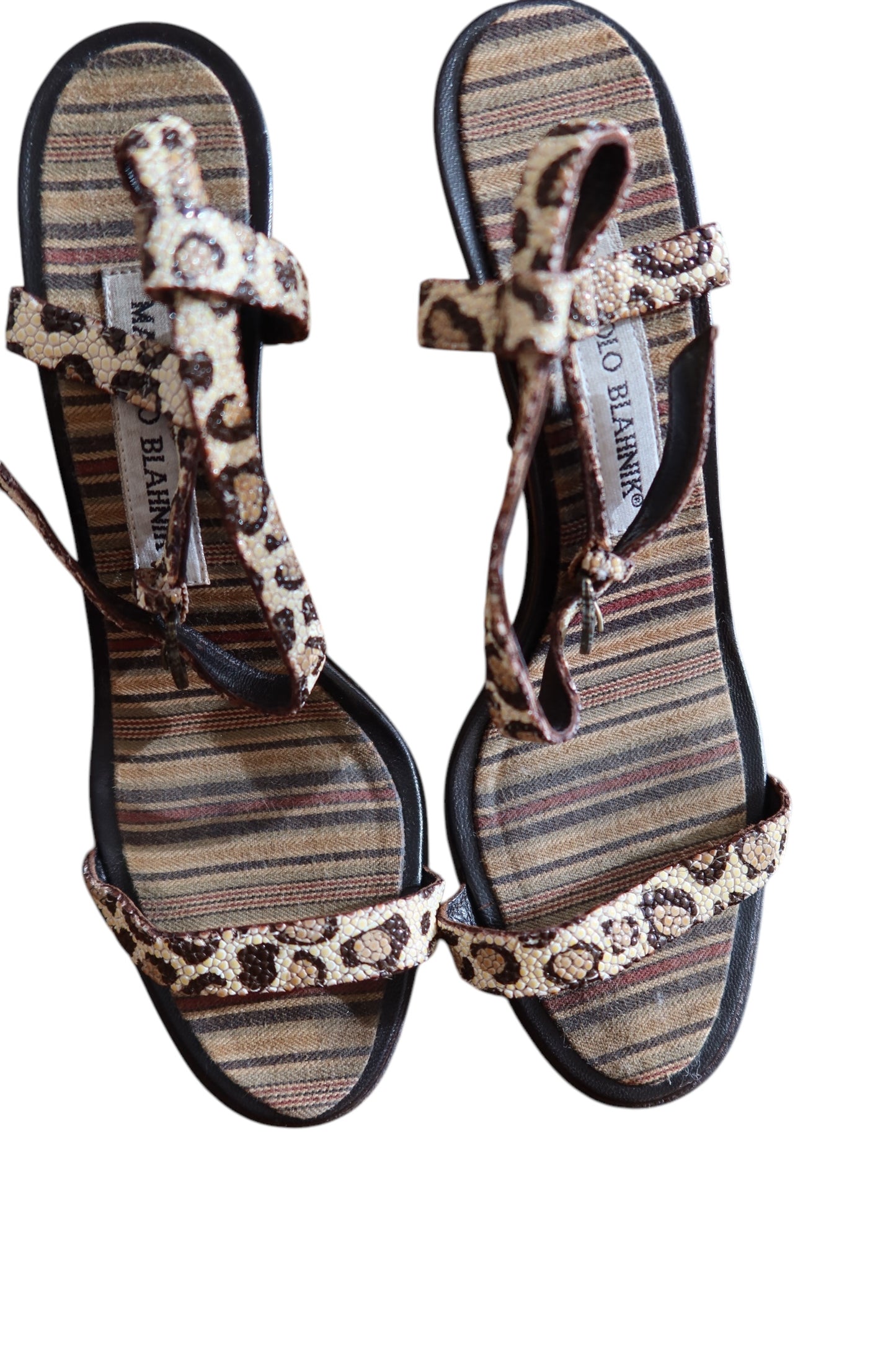 Manolo Blahnik leopard strap heels (35.5)