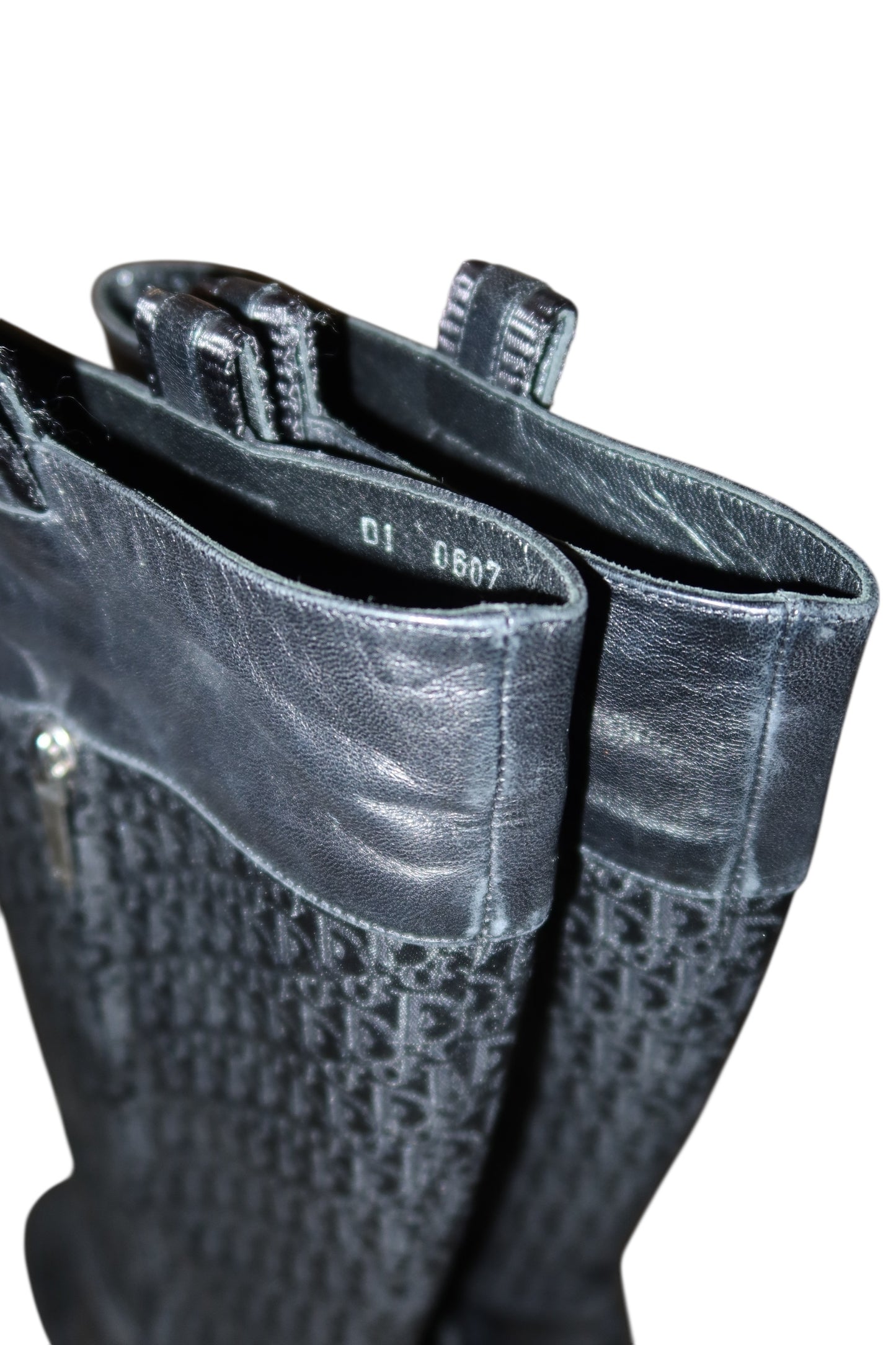 Dior black monogram boots with silver buckle detail (38.5)