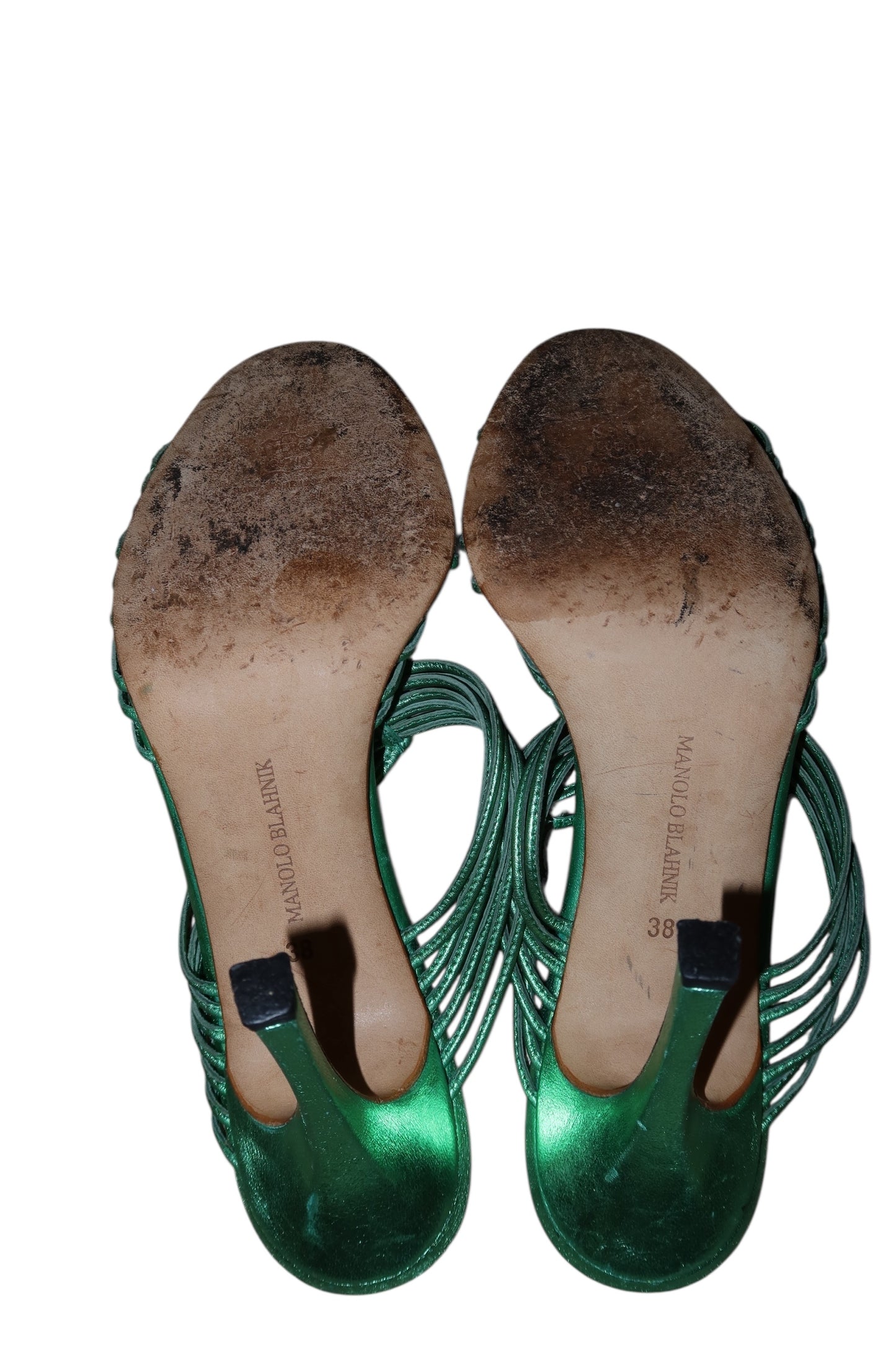 Manolo Blahnik metallic green heels (38)