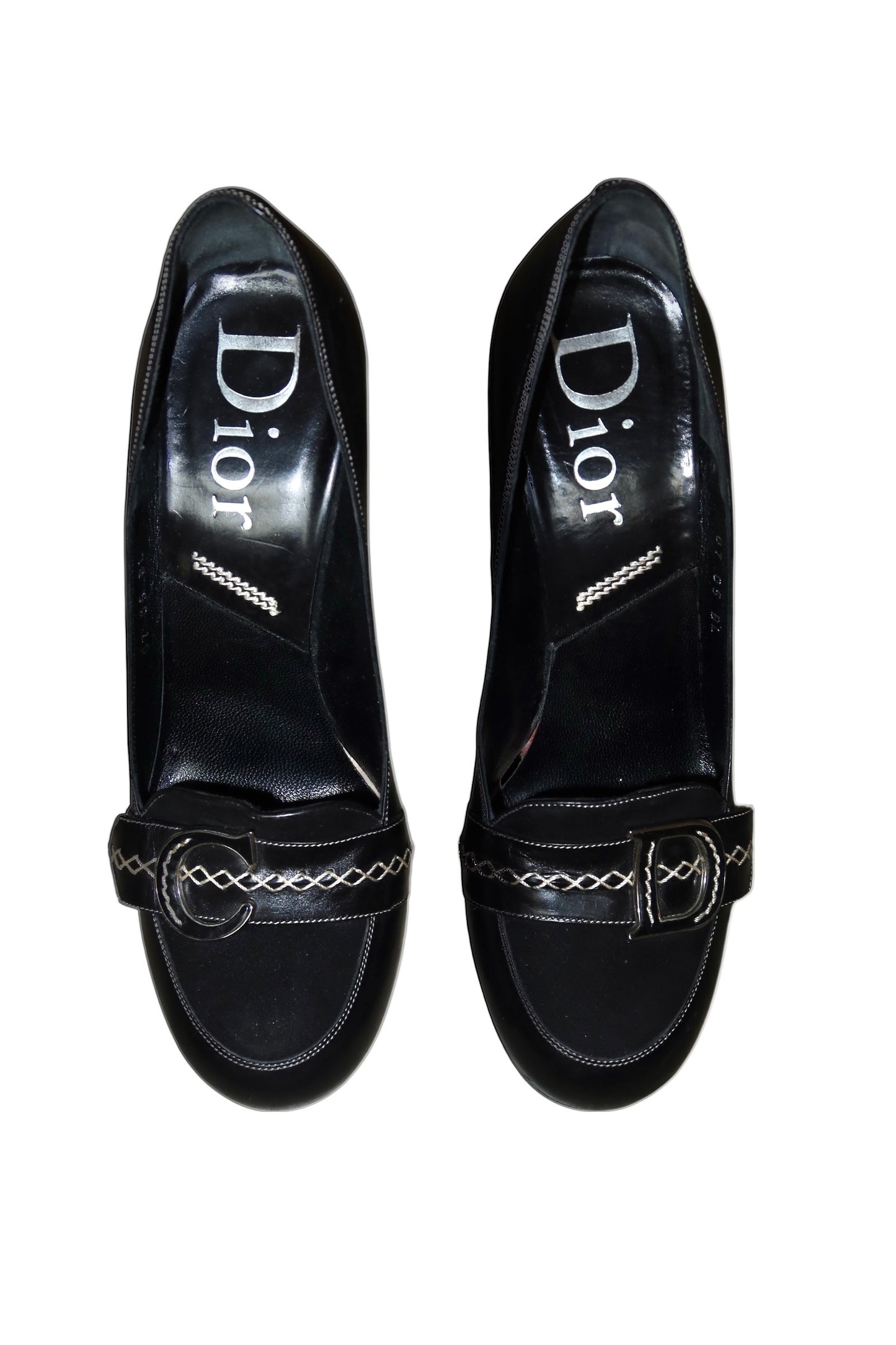 Dior black round toe heels with CD logo (39.5)