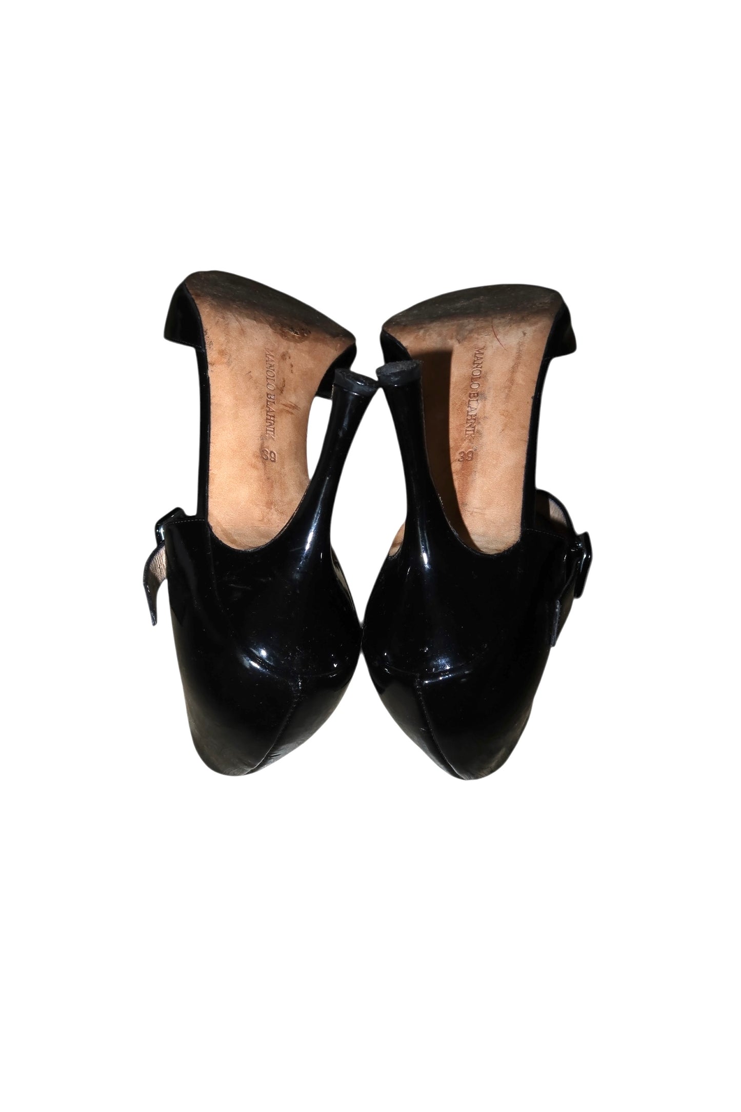 Manolo Blahnik black patent leather Mary Jane heels (39)