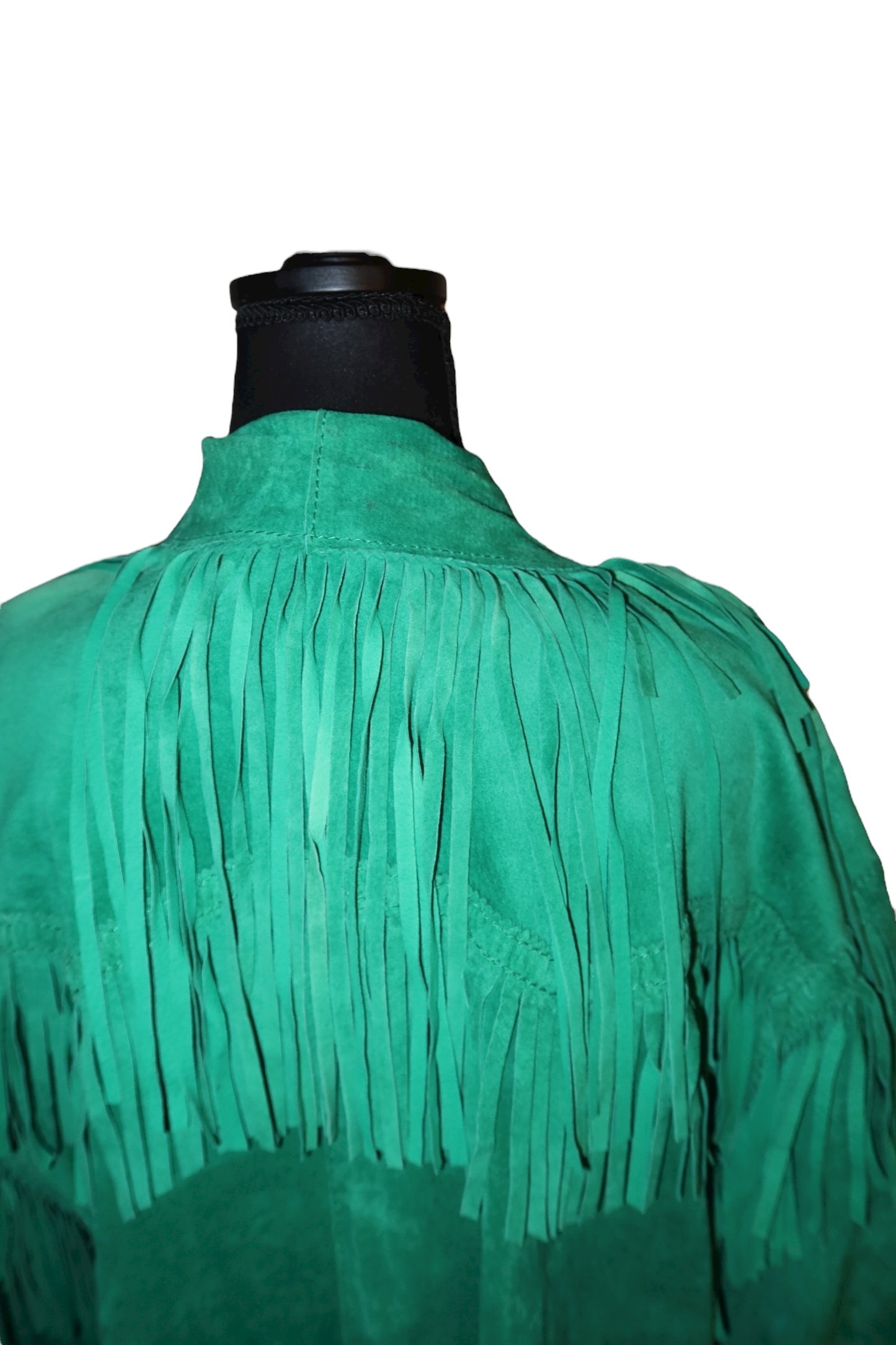 Moschino green leather/suede jacket with fringes