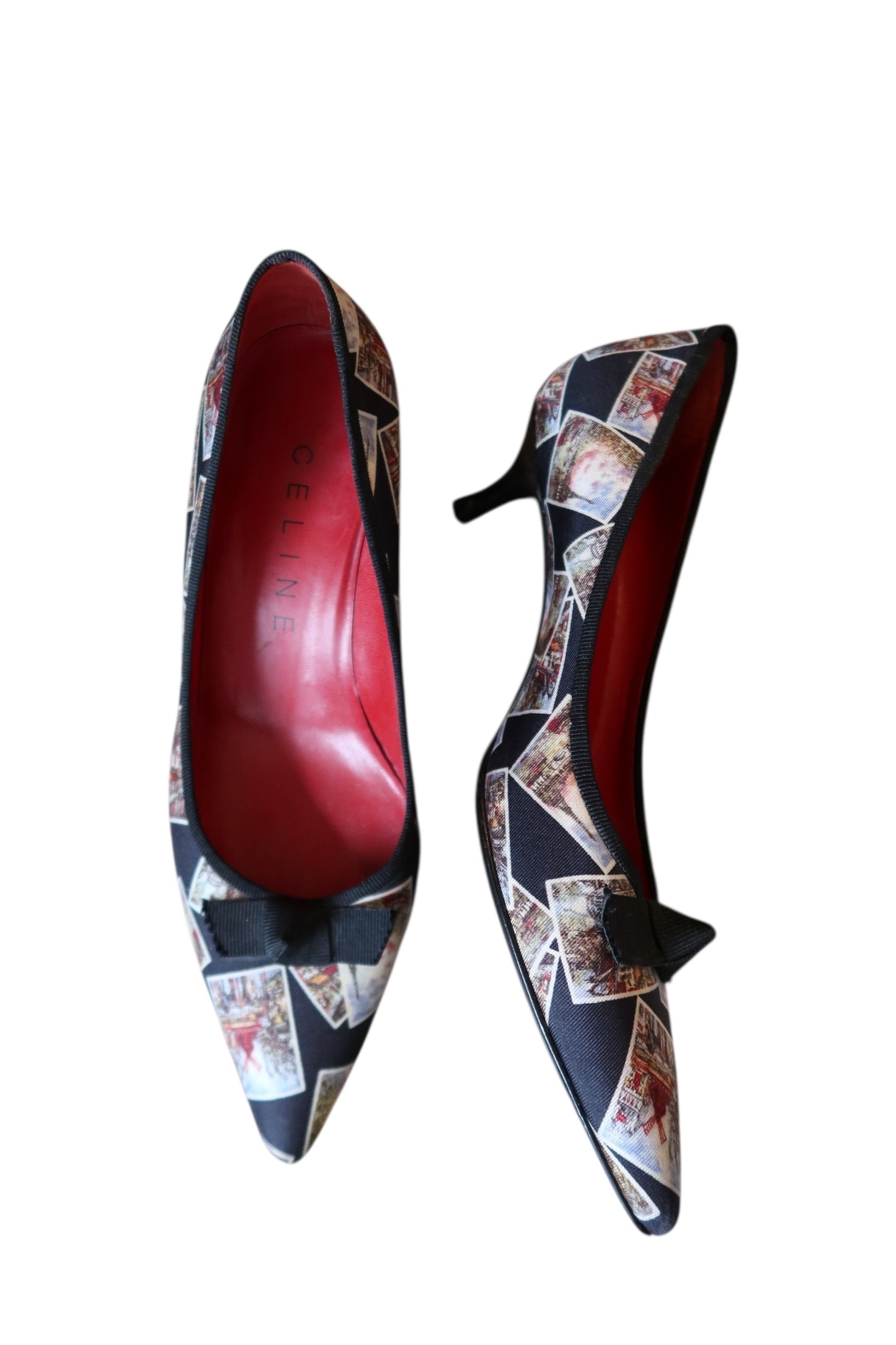 Celine black satin postcard kitten heels (36.5)