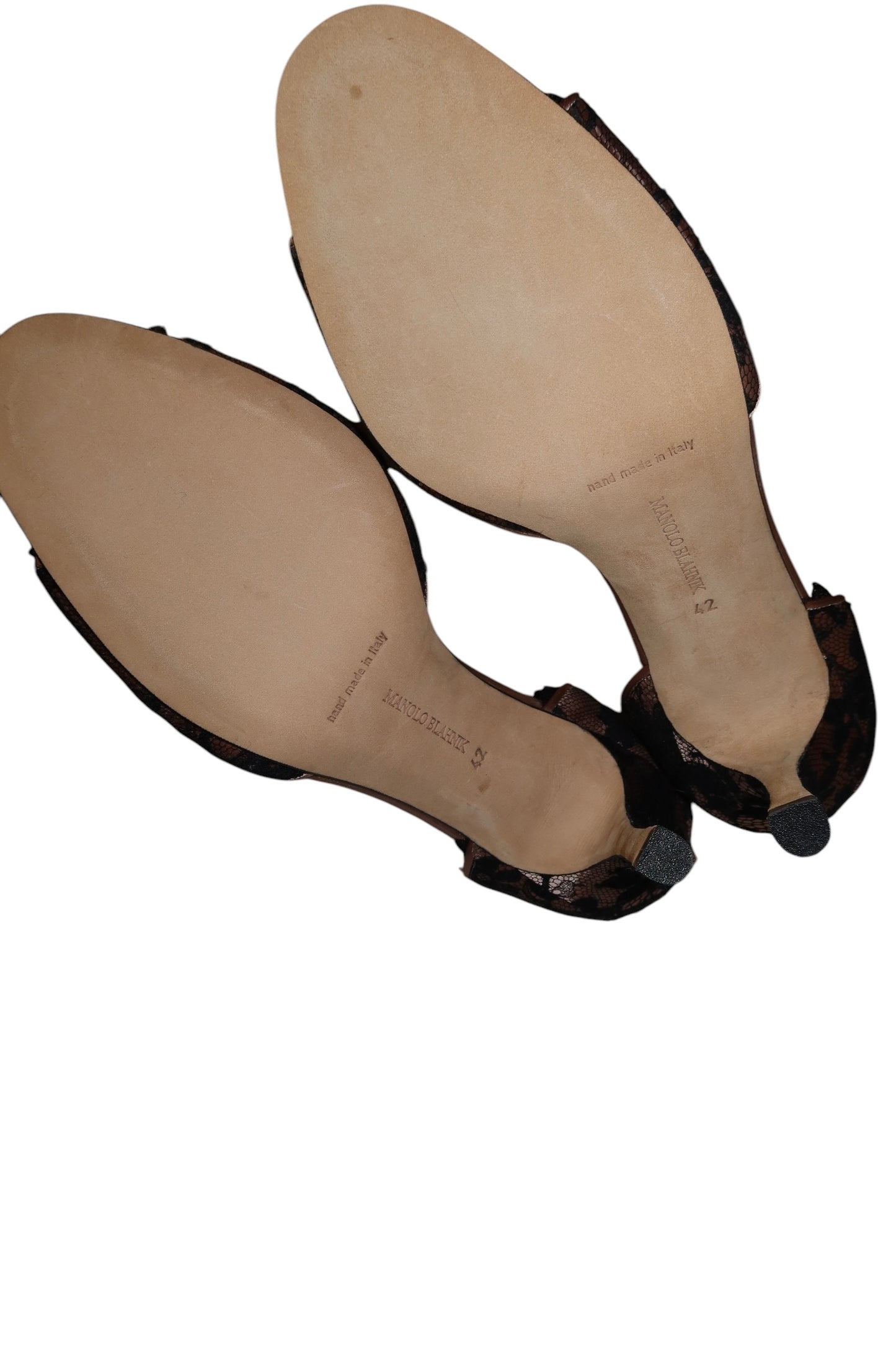 Manolo Blahnik pink and black lace heels (42)