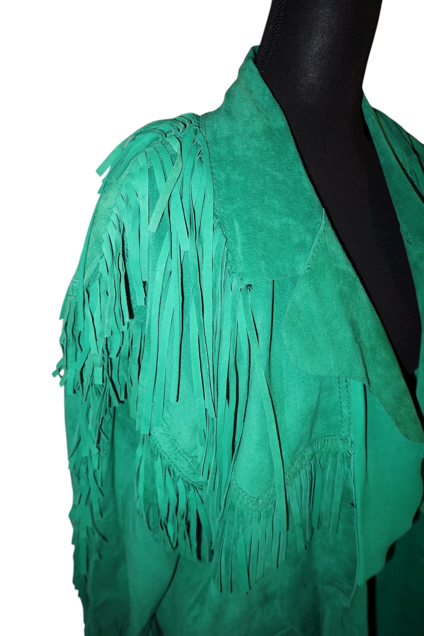 Moschino green leather/suede jacket with fringes