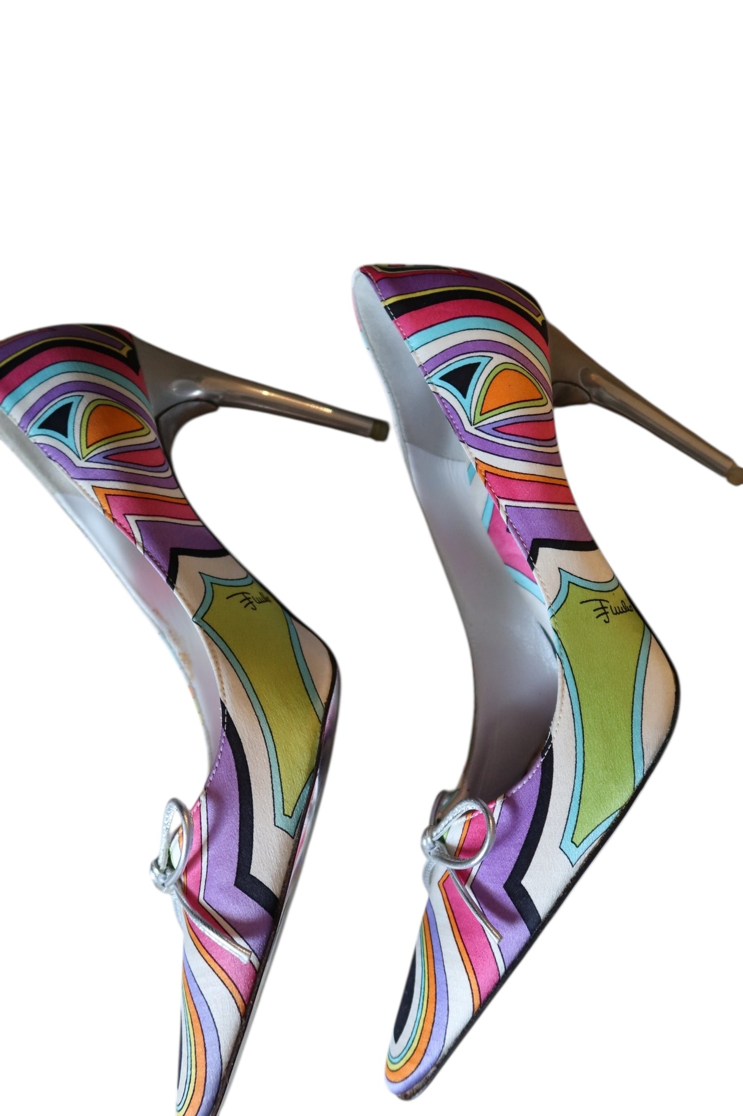 Emilio Pucci multi color satin heels (36.5)