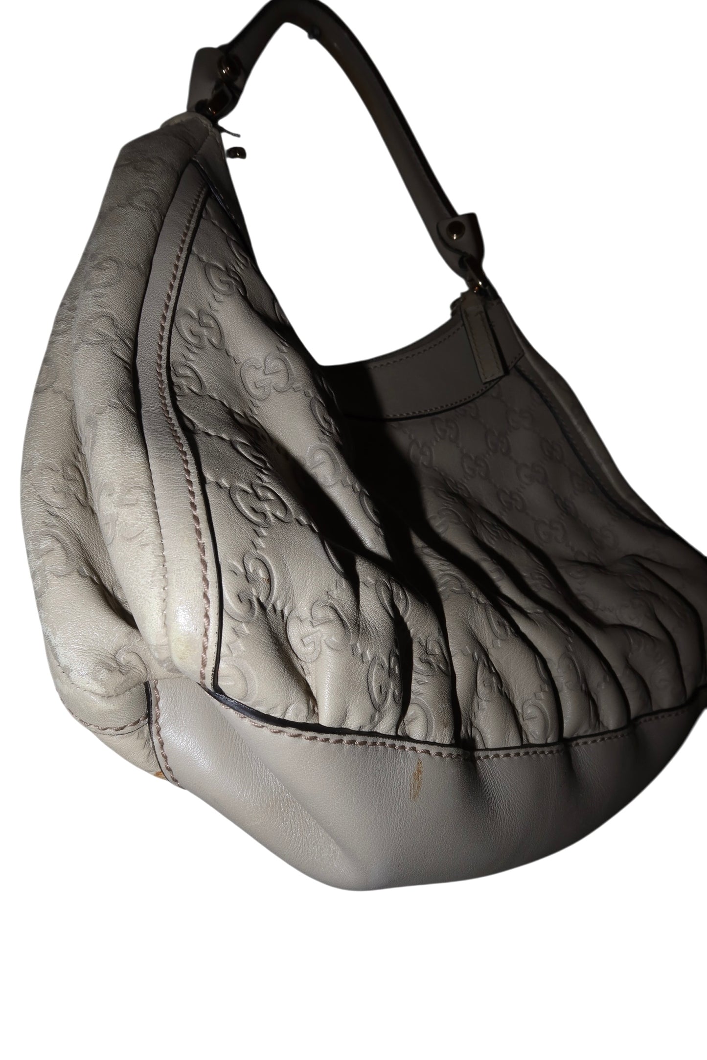 Gucci light grey D ring hobo bag