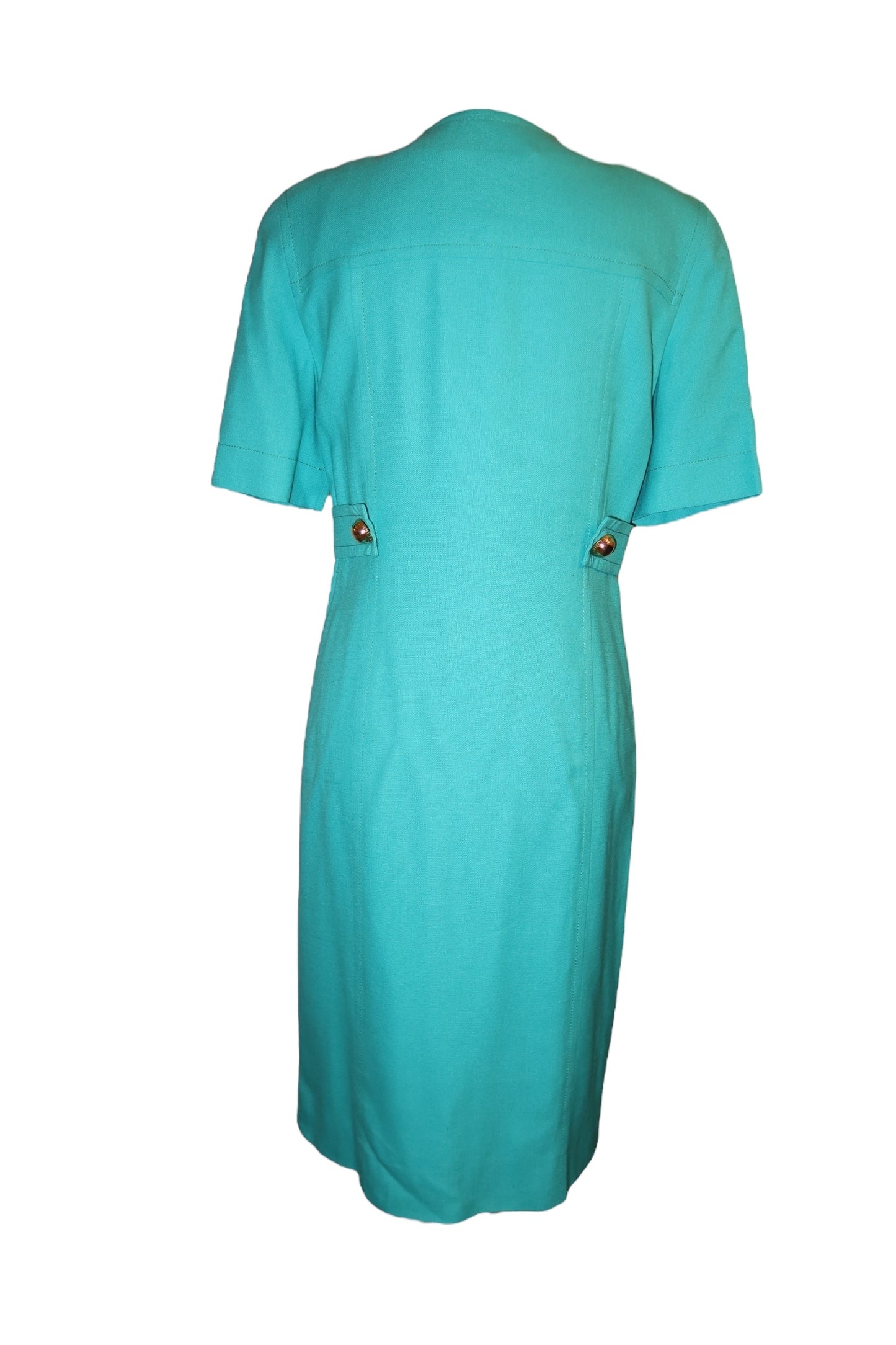Celine turquoise dress with gold buttons