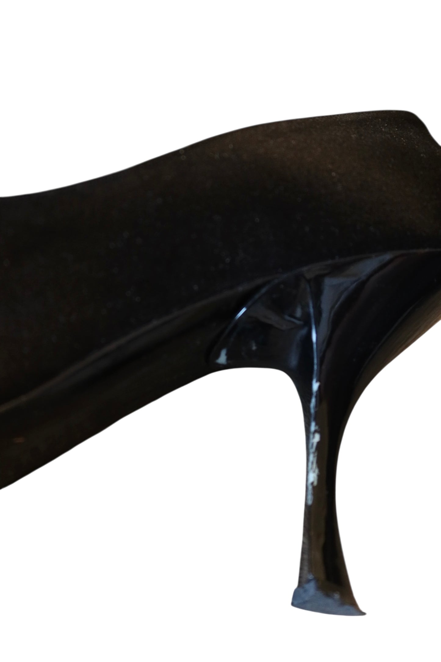 Moschino black satin heels with glitter hearts (39.5)
