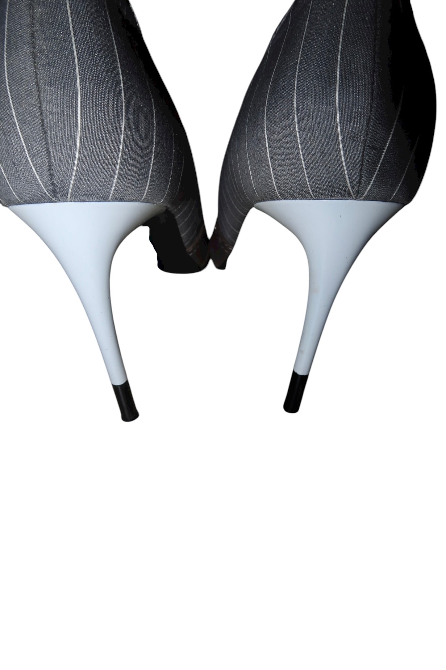 Dior grey/brown/white pinstriped heels (38)