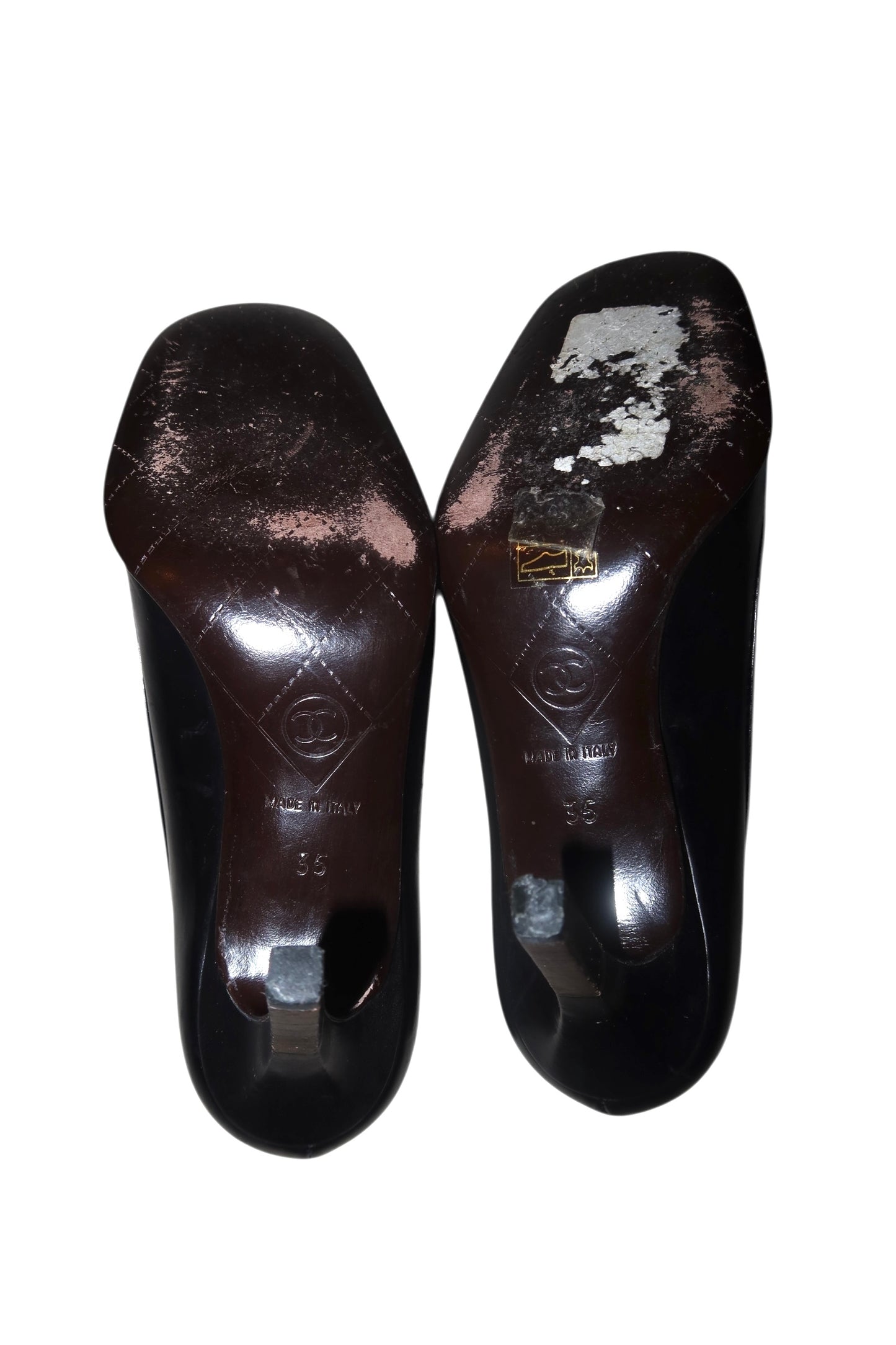 Chanel black pumps with silver camellias (35)