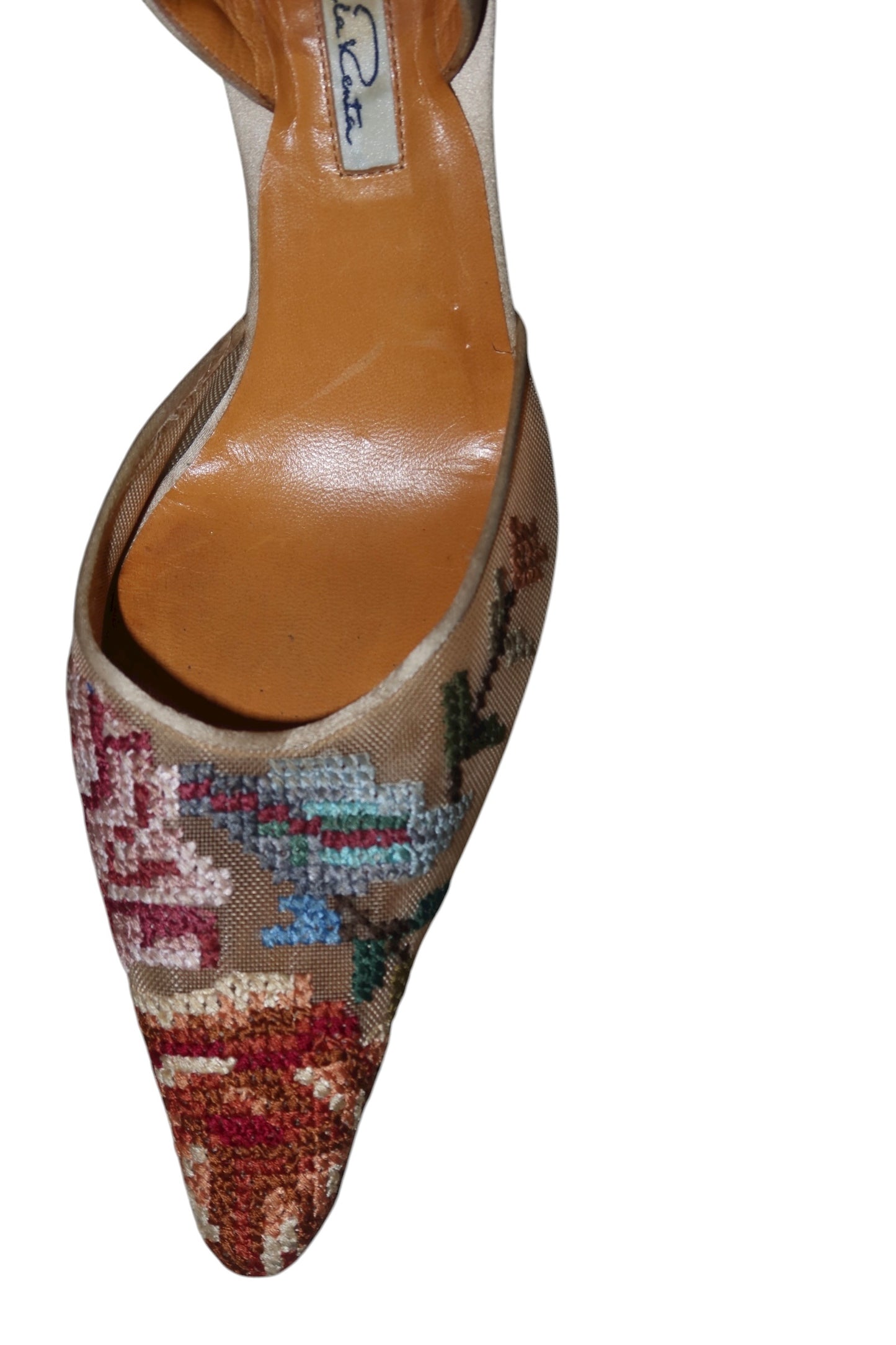 Oscar de la Renta mesh and embroidered flowers heels (38)