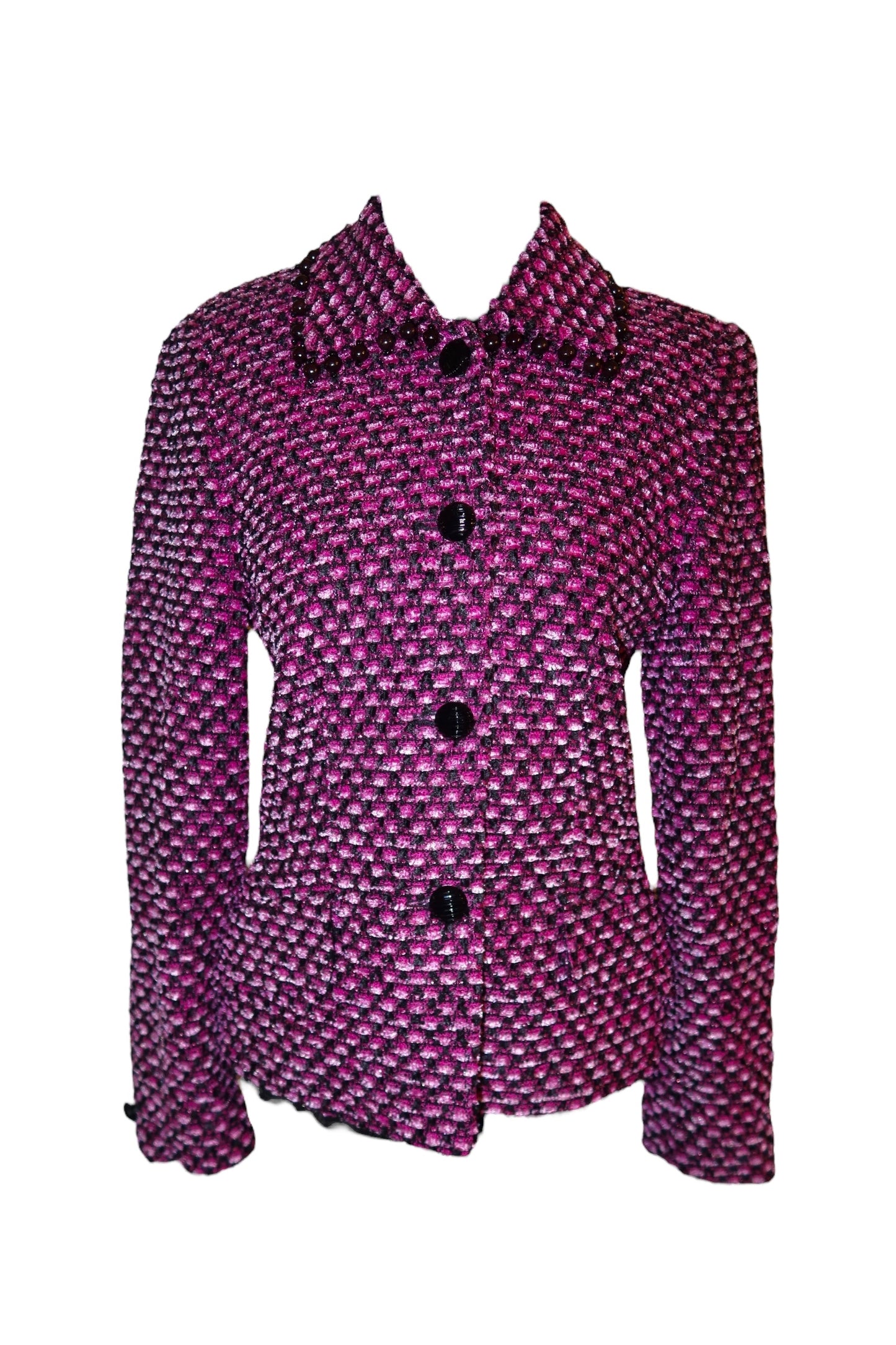 Escada pink and black jacket with black beads