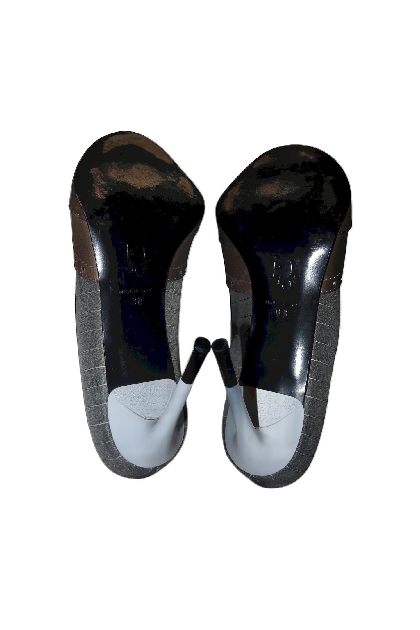 Dior grey/brown/white pinstriped heels (38)